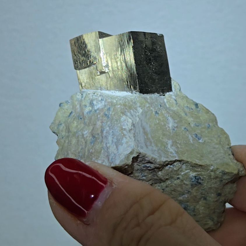 Pyrite double cubes on matrix from Spain - PY13