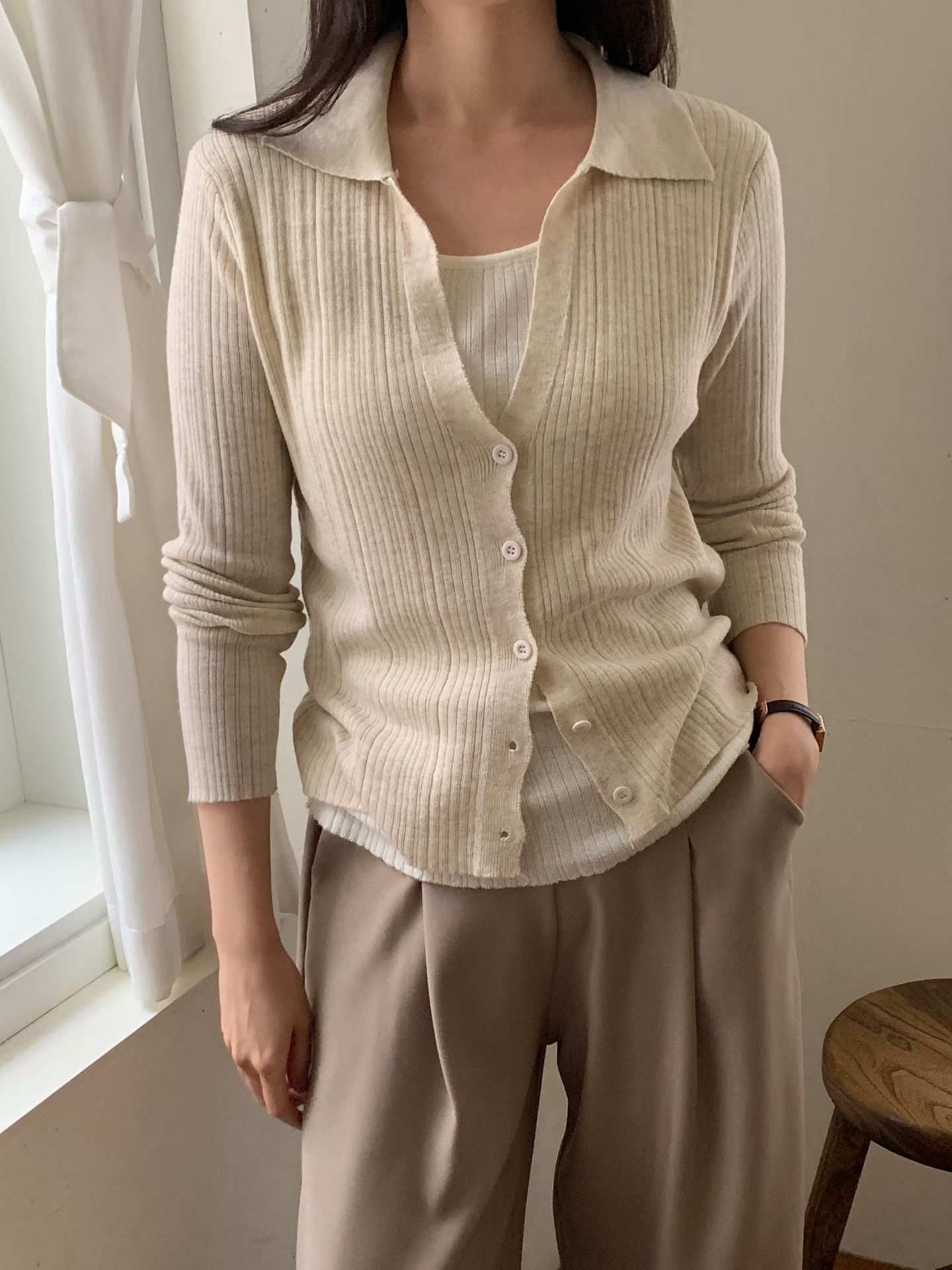 假2件開胸薄針織