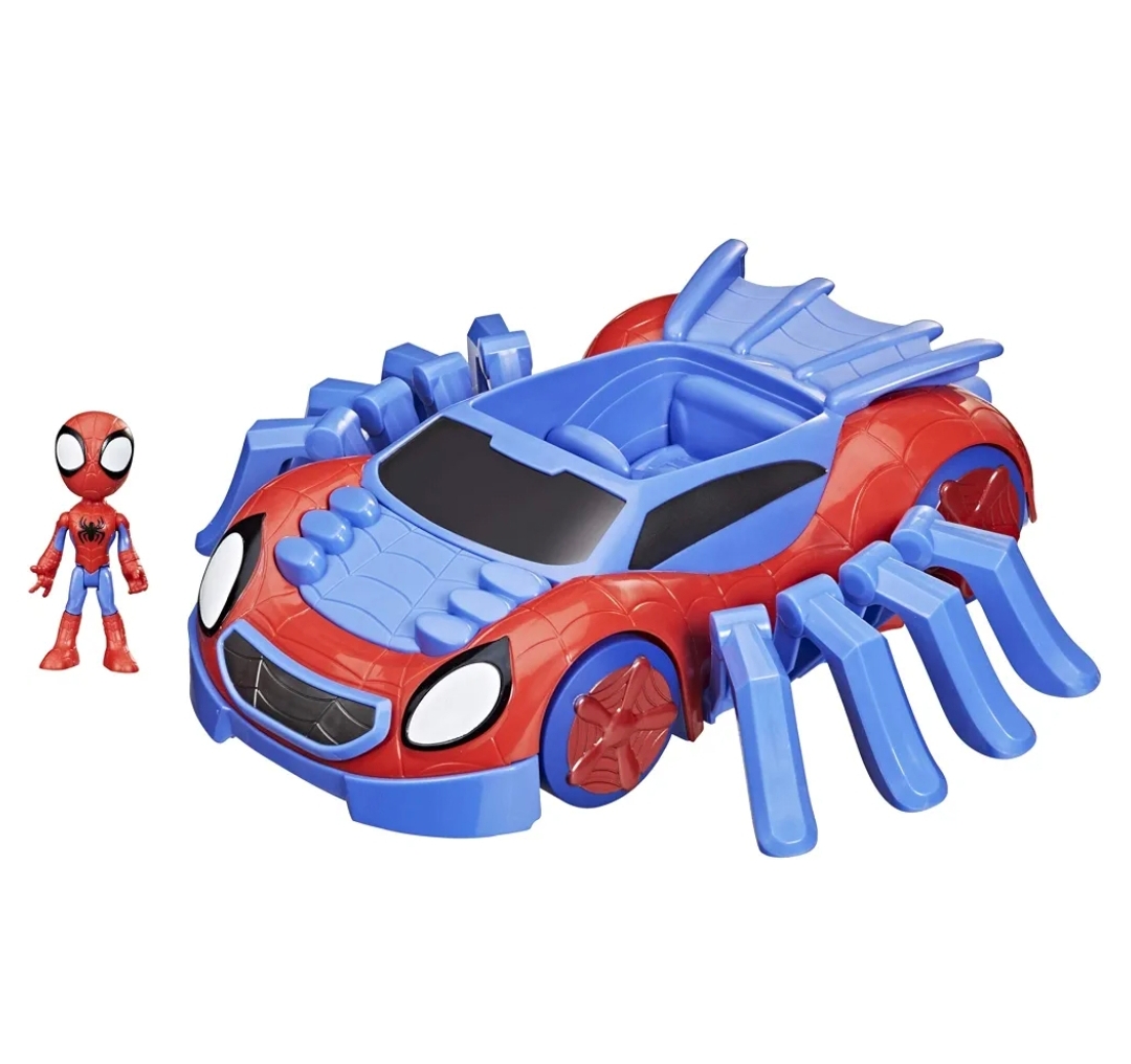 正版 Marvel Spidey and His Amazing Friends 蜘蛛俠 Ultimate Web-Crawler 大型蜘蛛車玩具連公仔 Q版蜘蛛俠玩具