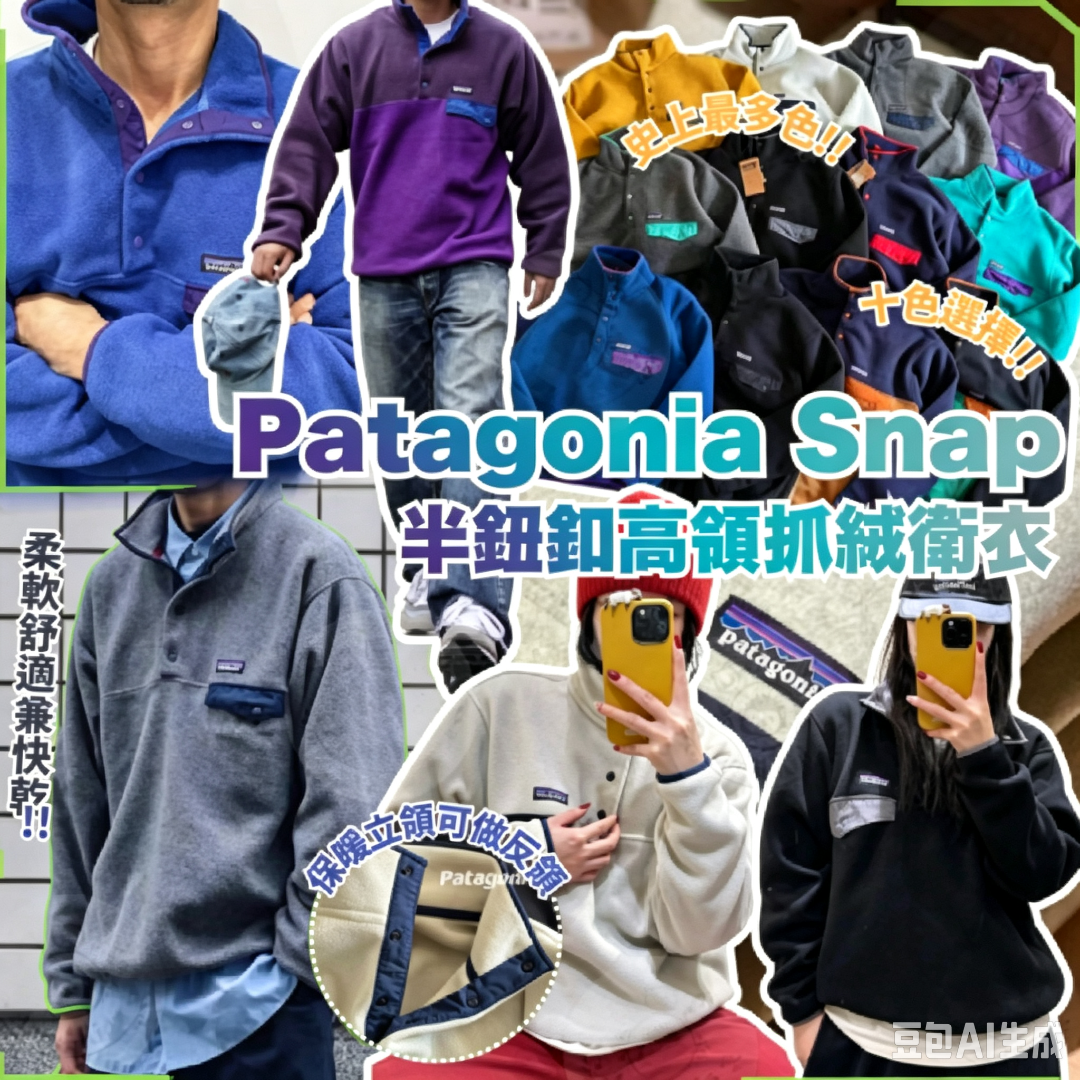 Patagonia Snap 半鈕釦高領抓絨衛衣
