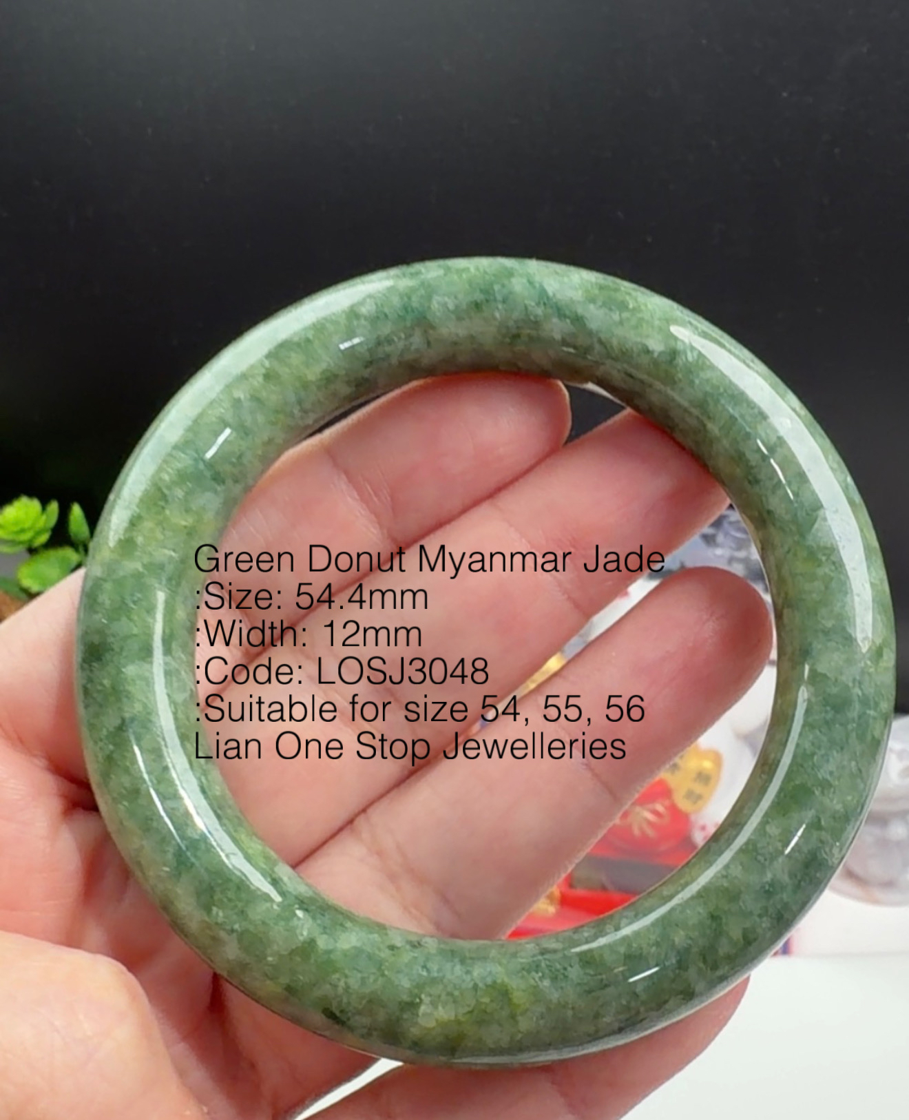 5.44cm Code: LOSJ3048 Green Donut Myanmar Jade 