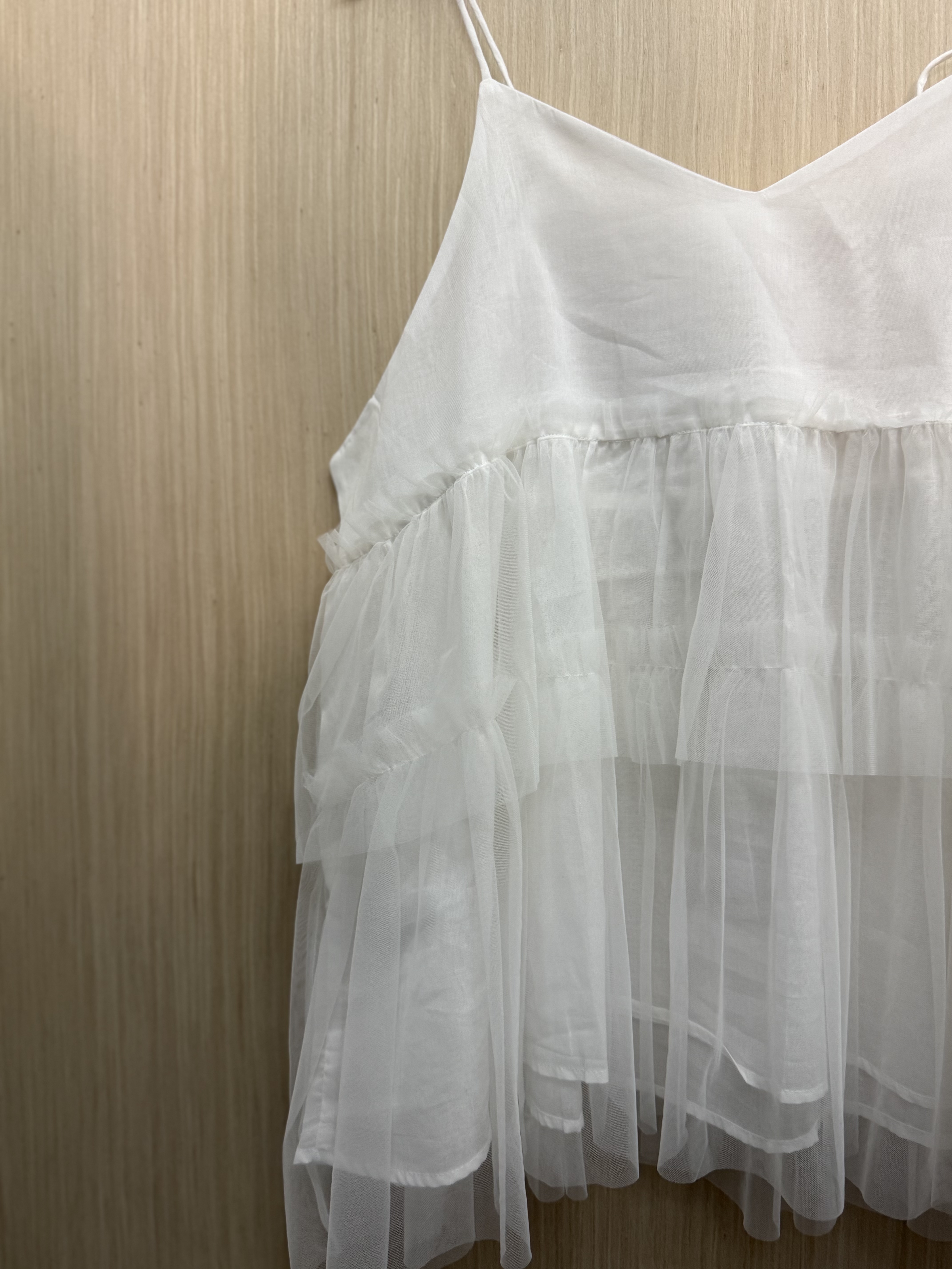 幼肩薄紗吊帶（白色）