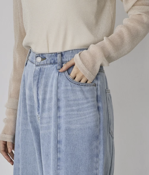 牛仔布/斜紋布雙色拼接褲 - 2026 流行穿搭  女士牛仔褲 春秋冬時尚穿搭 成人休閒 日常穿搭 易於配搭 日本直送   #JP-I-260004