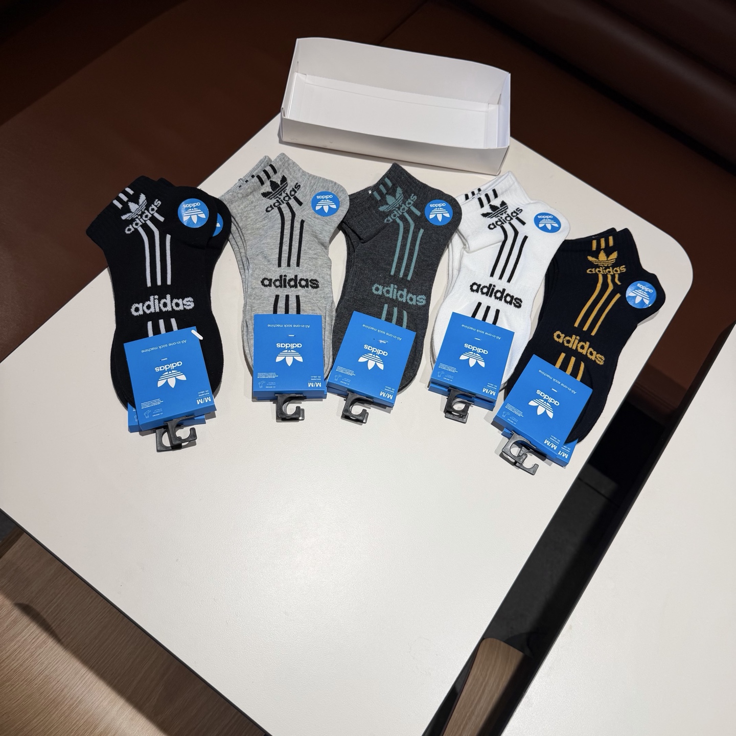 Adidas 經典三條紋短筒棉襪 一套5對