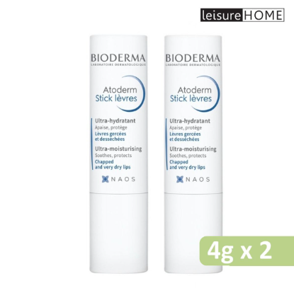 Bioderma - Atoderm 賦妍修復滋養潤唇膏 4g x 2 (新舊包裝隨機發貨) [平行進口]