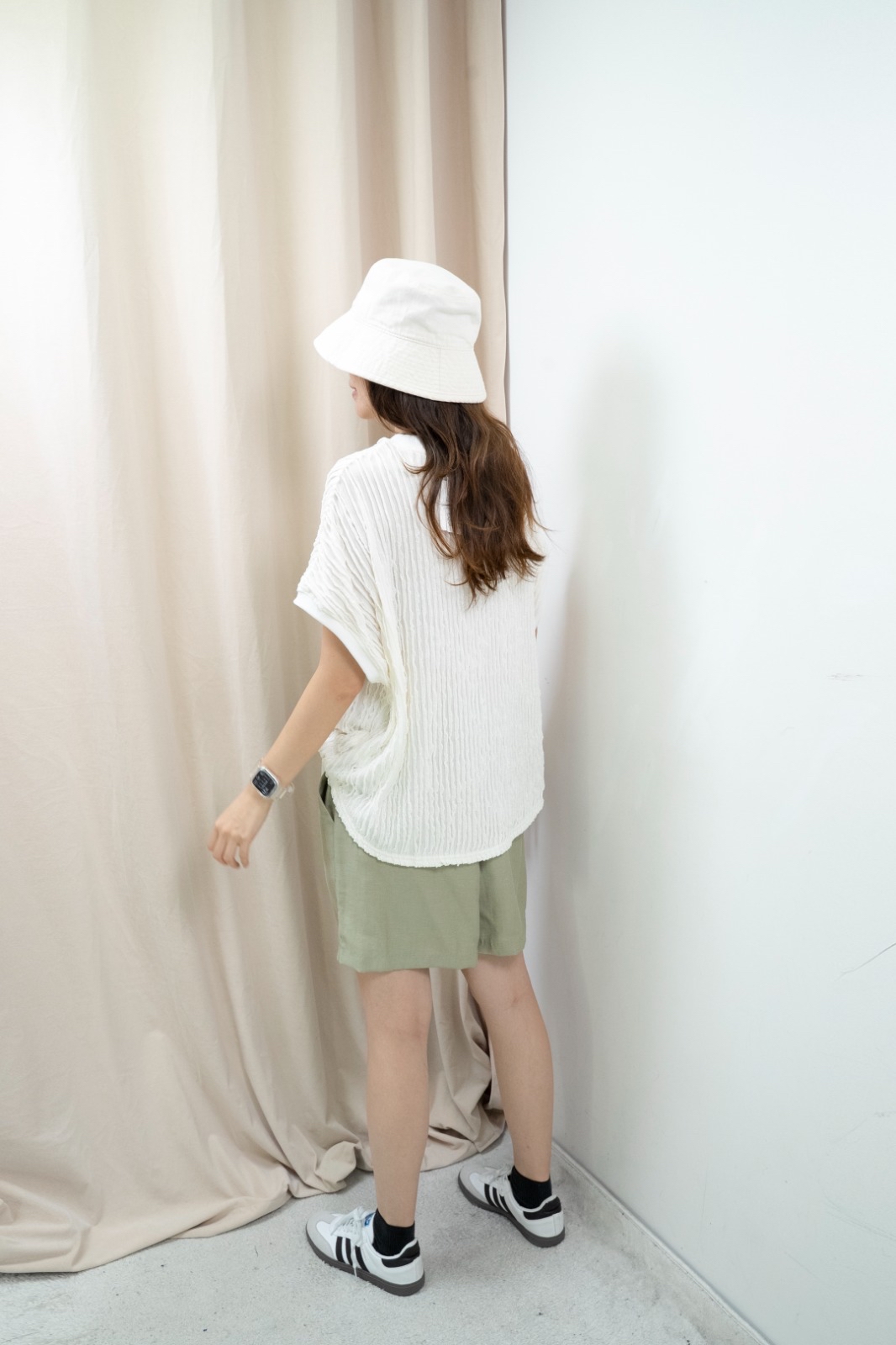 皺皺棉上衣（白色）