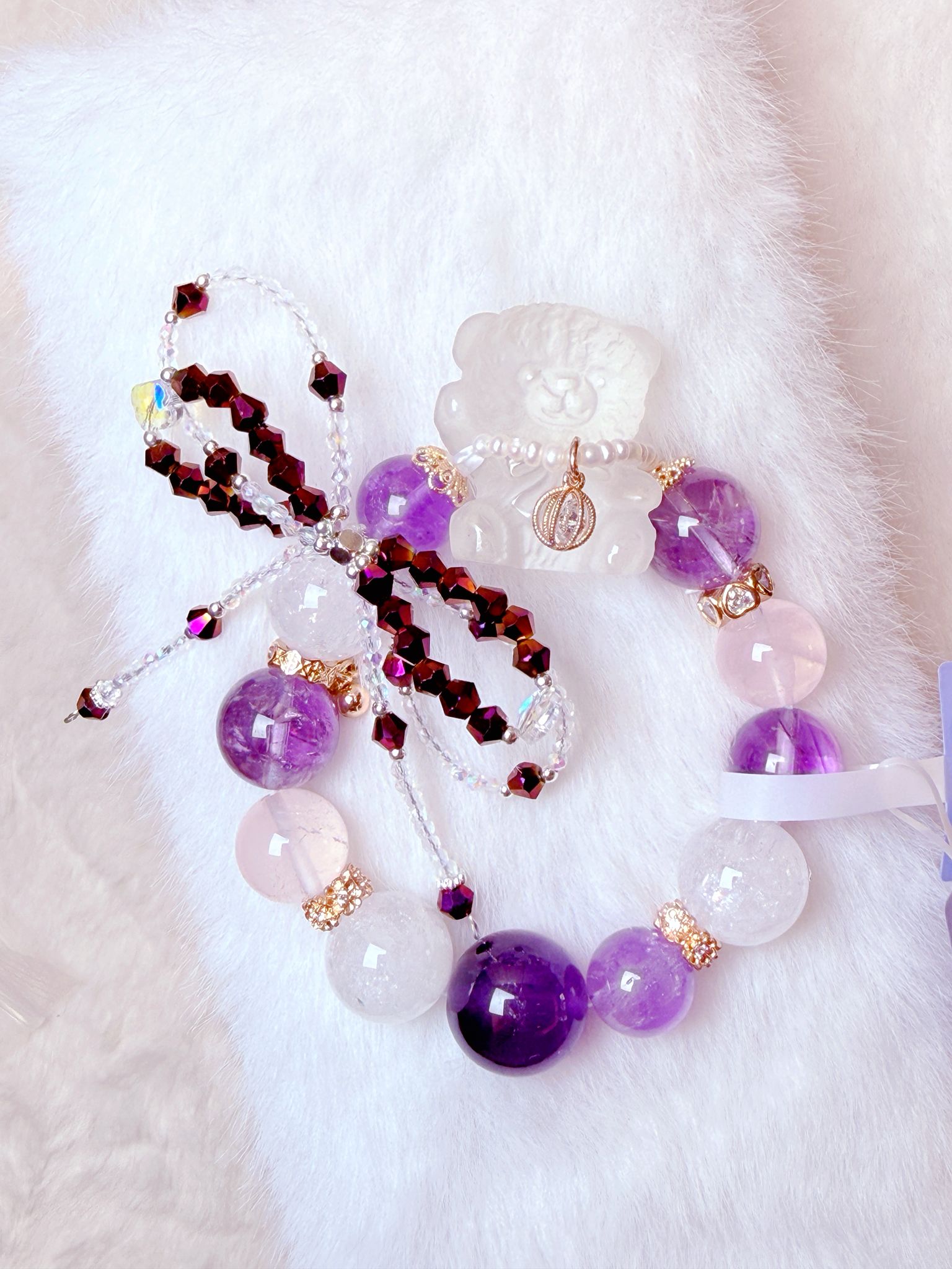 K00131 白水晶 小熊熊 自家設計手鏈