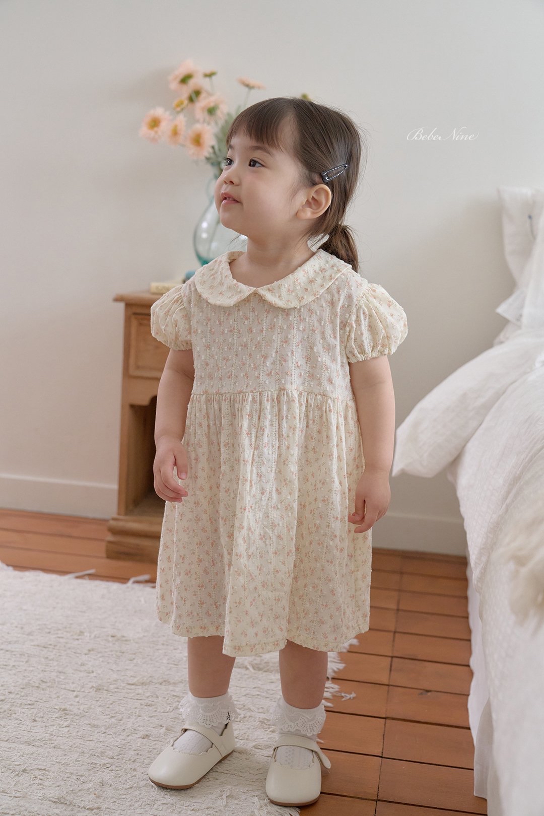 ☀️預訂 韓國直送☀️🇰🇷Bebenine兩色小碎花泡泡袖翻領連身裙