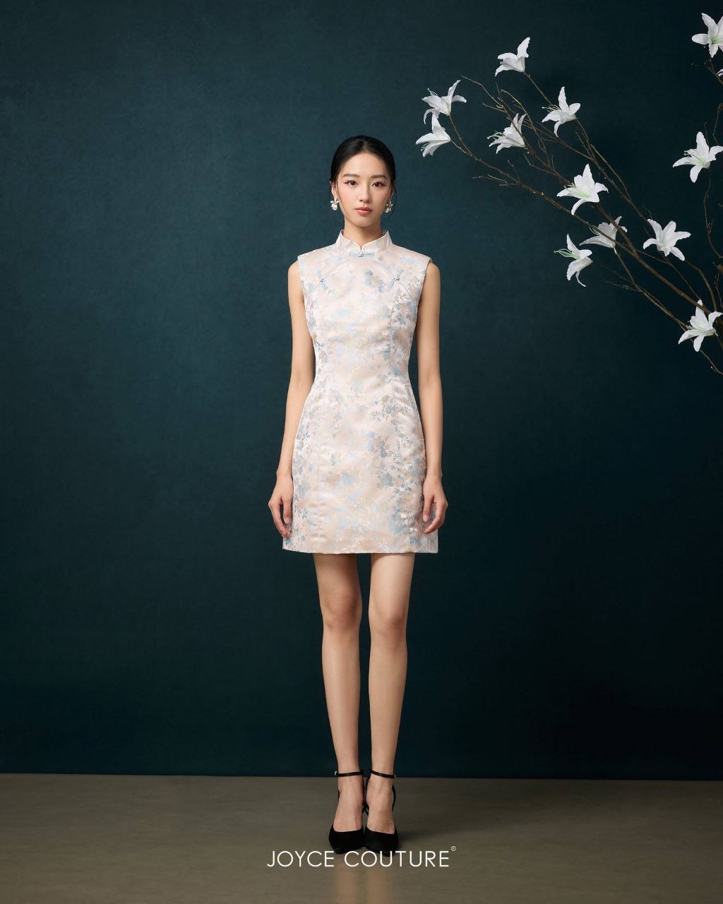 无袖传统旗袍连身裙 D0102