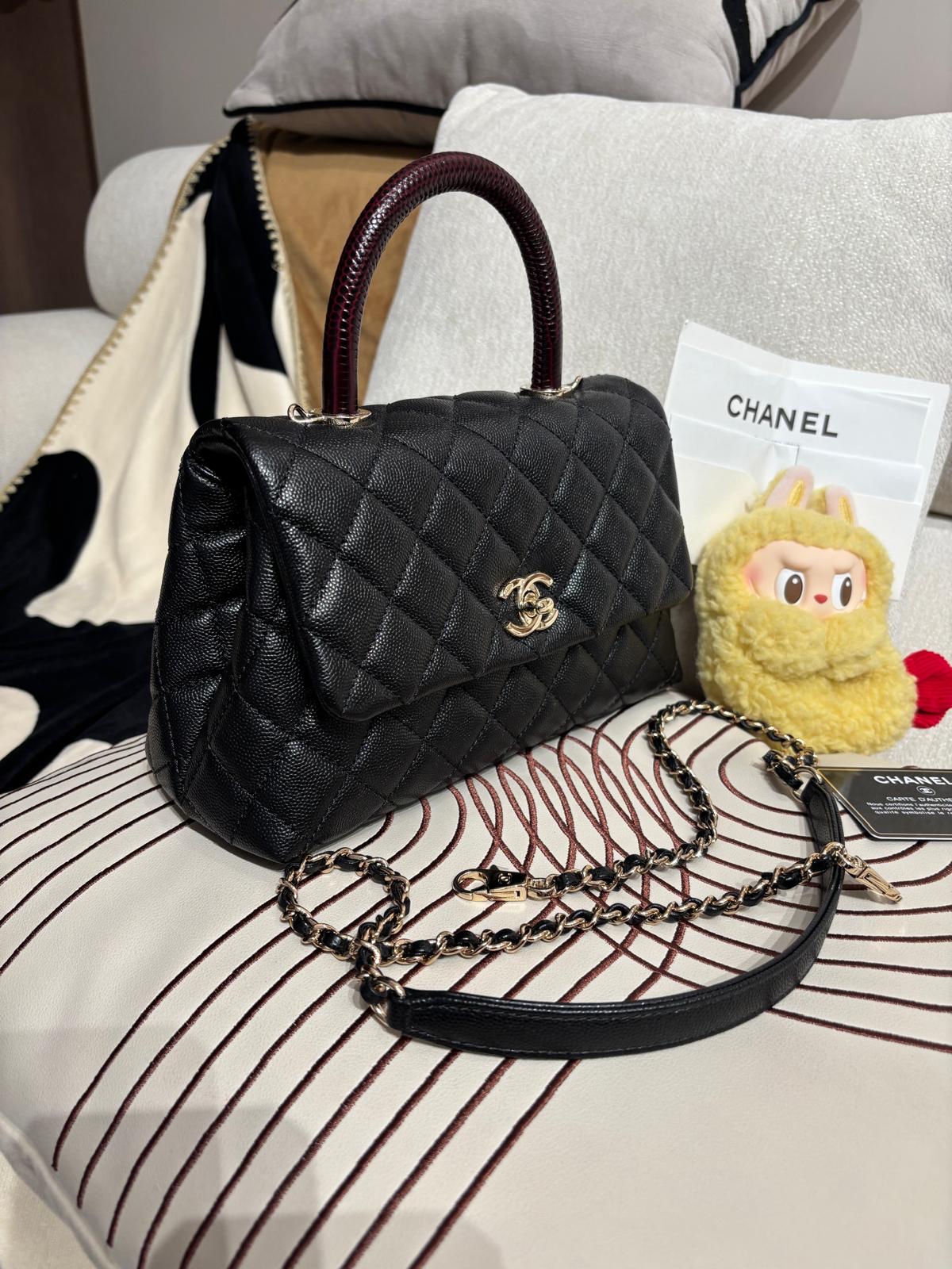 Chanel coco handle small 黑色荔枝牛皮 100%Authentic ,98%new  ✅專門店收據✅31card✅dust bag✅box 