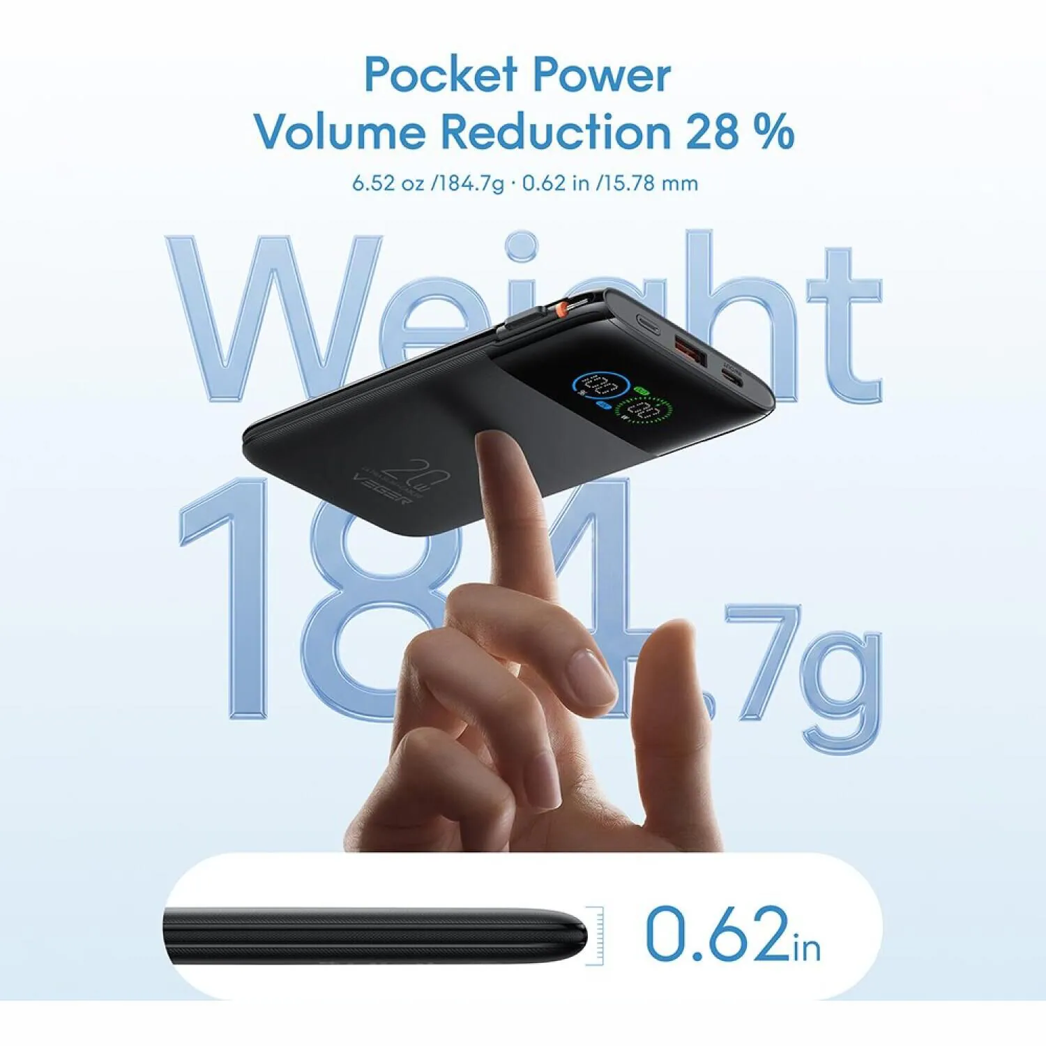 香港行貨 Veger Montre 10 極薄 10000mAh 20W Portable Charger with Built-in Cables & Lightning 內置線外置電 