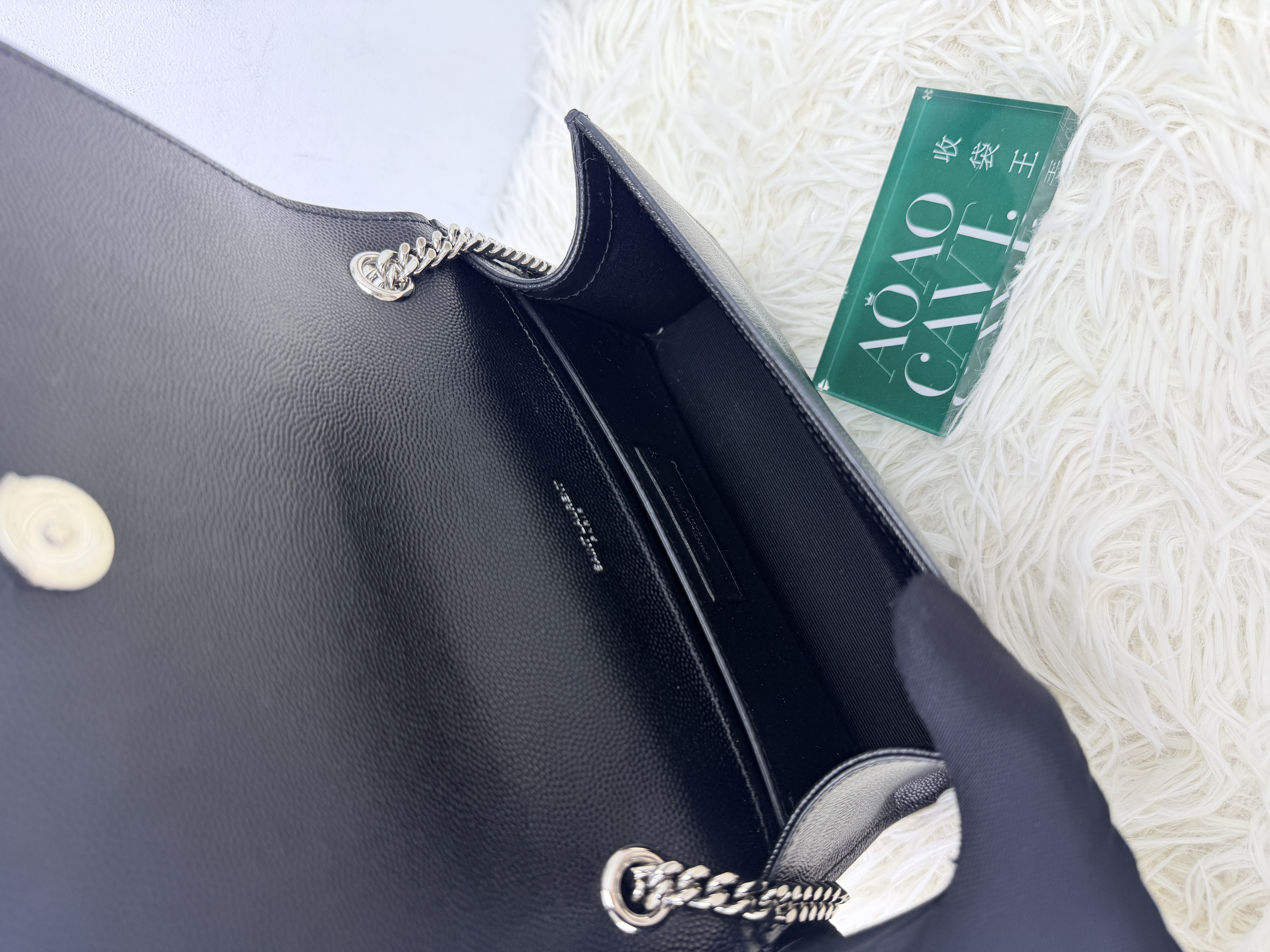 YSL 🤍PRE OWNED 黑銀魚子醬鏈條包 斜孭包🖤 