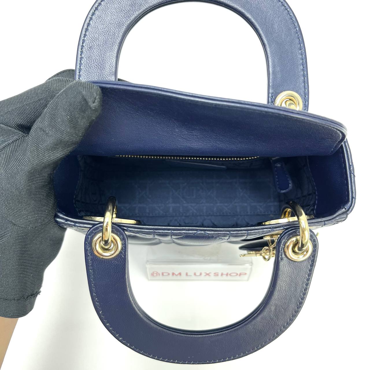 Dior LadyDior Mini Navy Blue GHW
