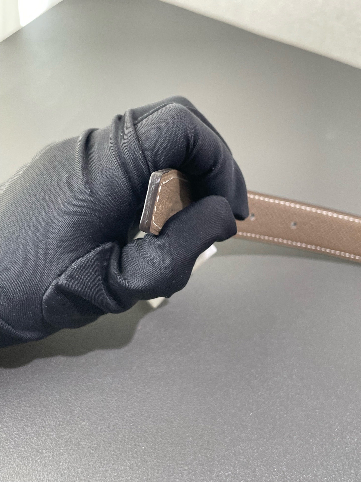 【預訂貨品】HERMES 80碼 Z刻雙面黑色拼大象灰 