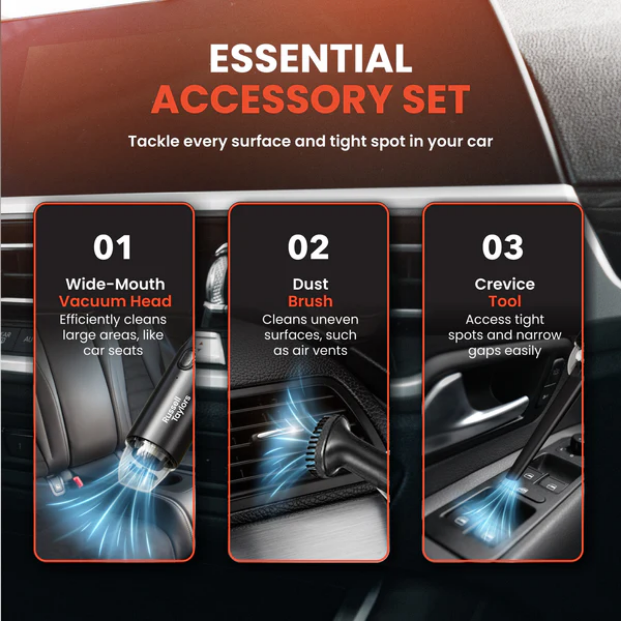 Russell Taylors 8000Pa Cordless Car Vacuum (X4)