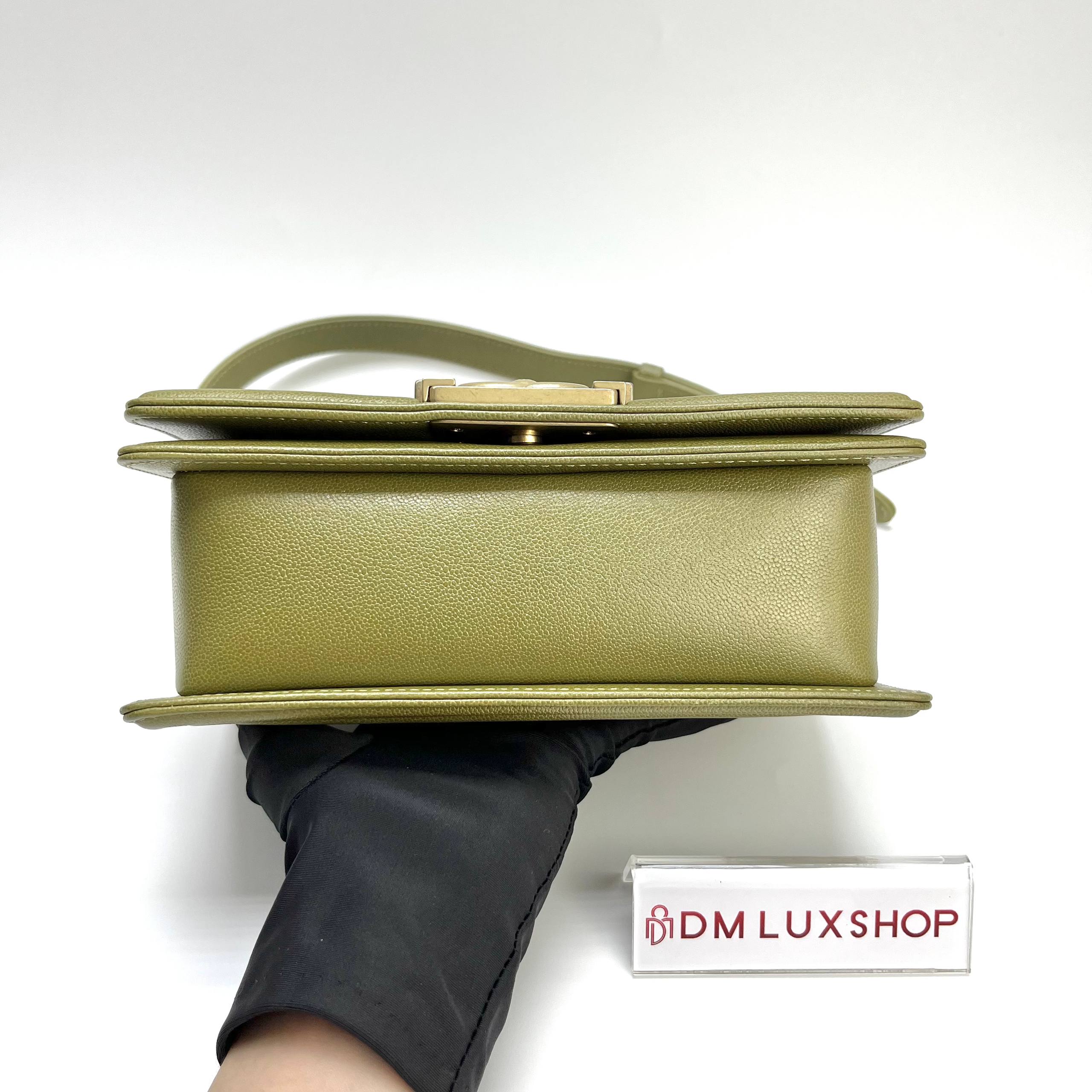 Chanel 22k Green Caviar Boy Small GHW (Microchip)