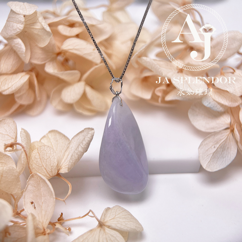 JNK-215 天然翡翠A玉 冰潤紫羅蘭隨形18K金吊墜