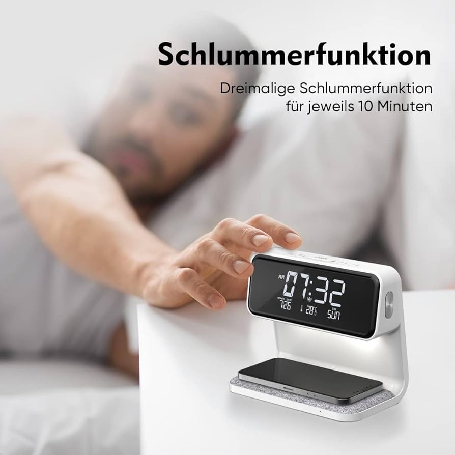 無線充電多合一數字時鐘和鬧鐘快速充電底座