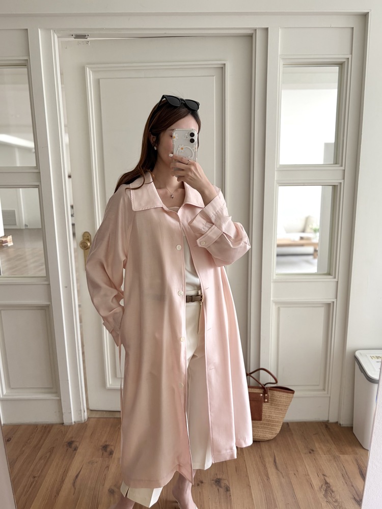 Silky Belted Trench Coat (Pink)