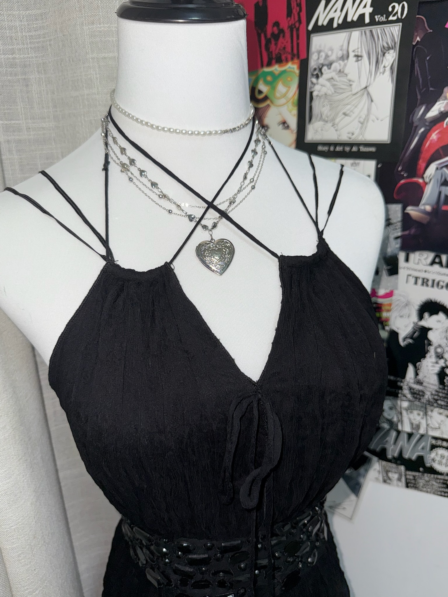 Beaded Waist Chiffon Dress 