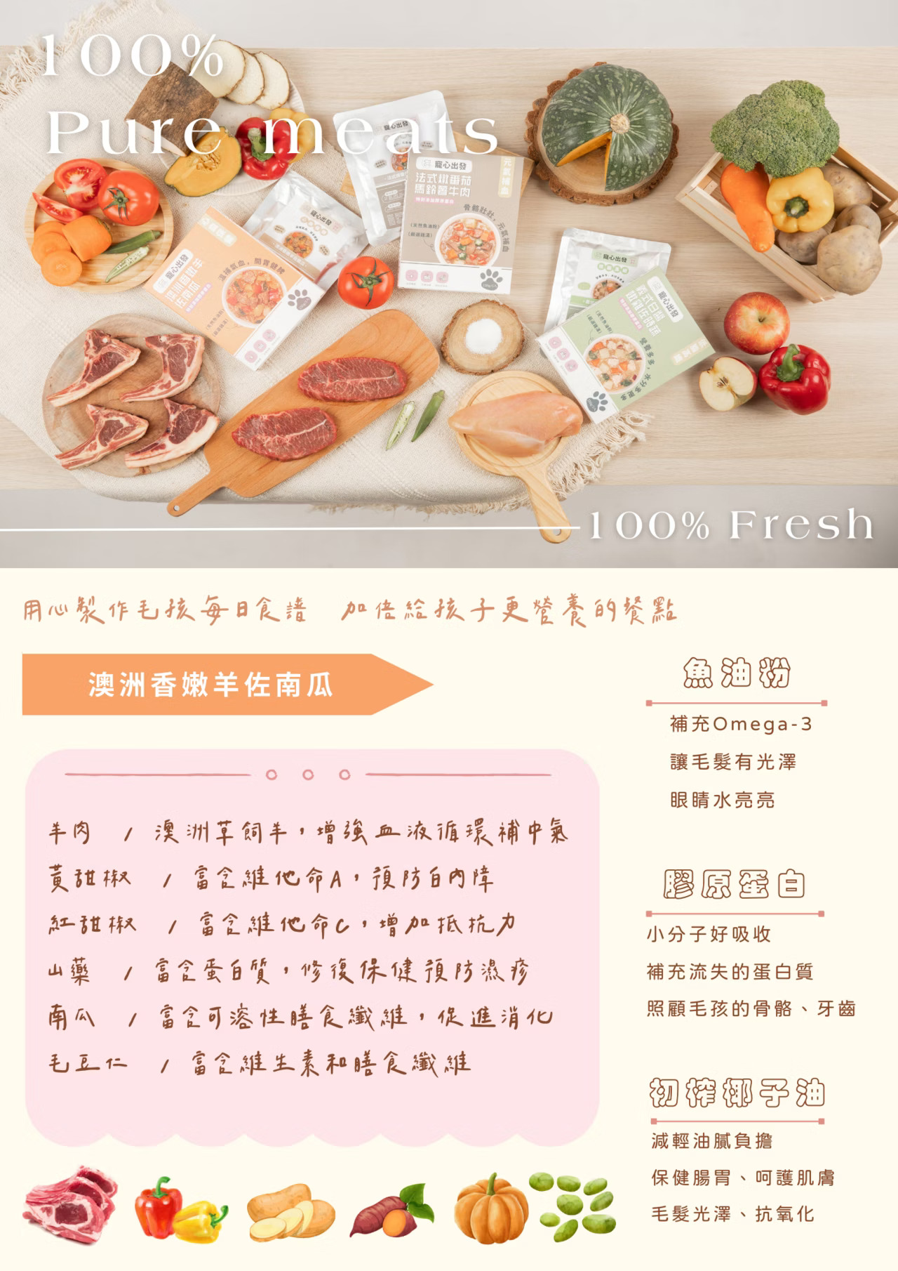 寵心出發-機能鮮食｜維持活力｜澳洲香嫩羊佐南瓜