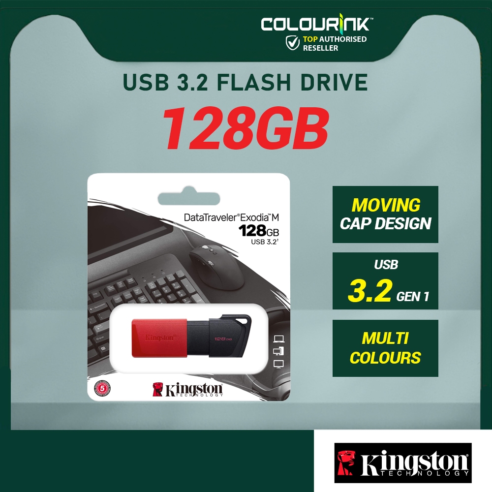 Kingston 128GB 64GB 32GB USB 3.2 Flash Drive Pendrive DataTraveler Exodia M DTXM Moving Cap
