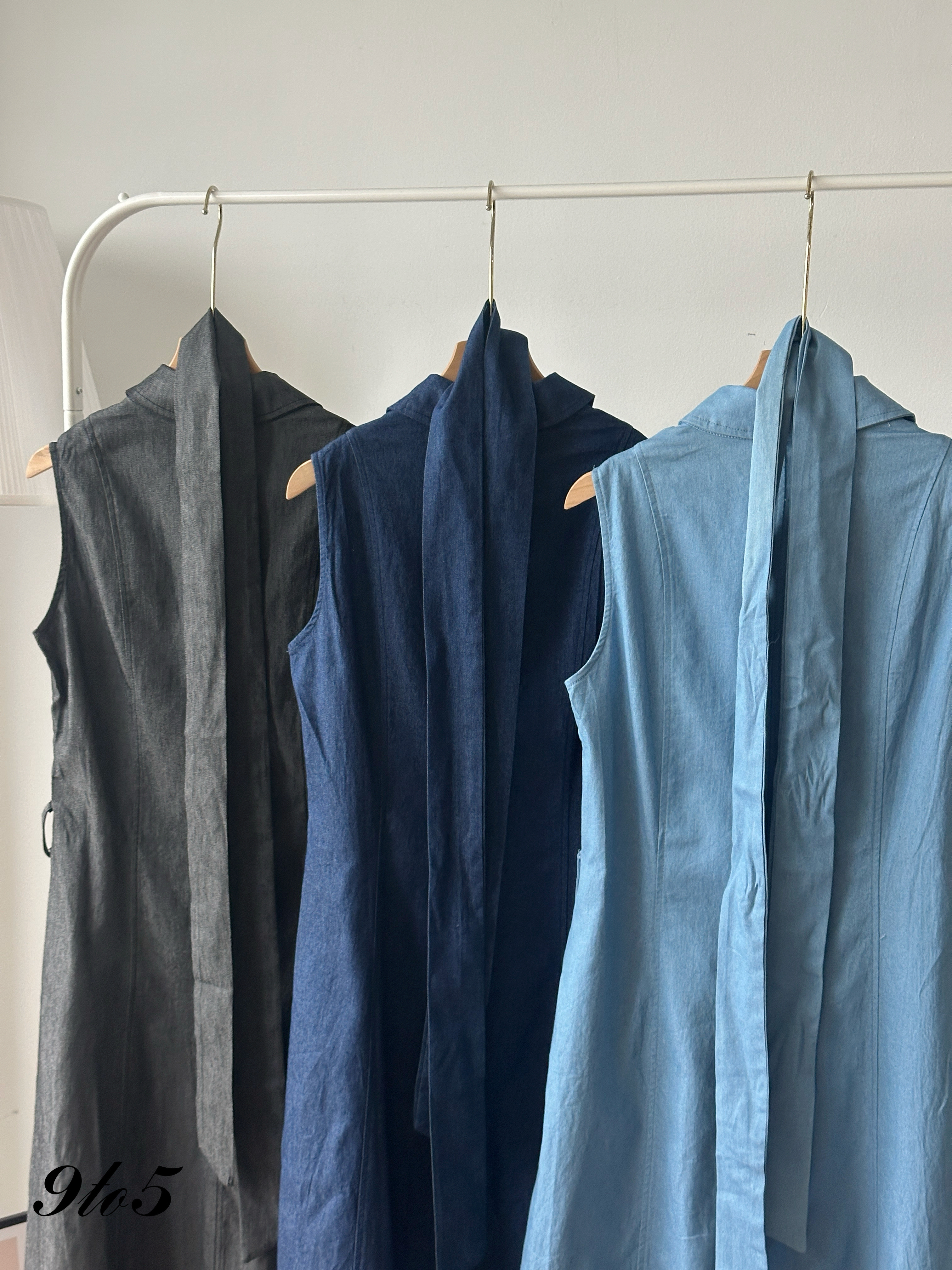D2359 Sleeveless Denim Dress - 3 Colors 