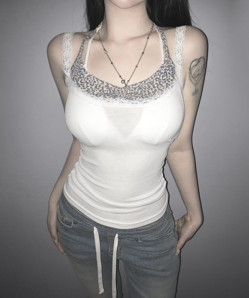 Leopard Patchwork Halter Cami Top