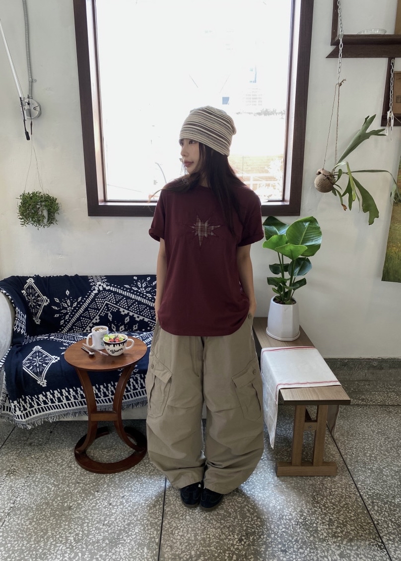 Plaid Star Patchwork Oversized Tee