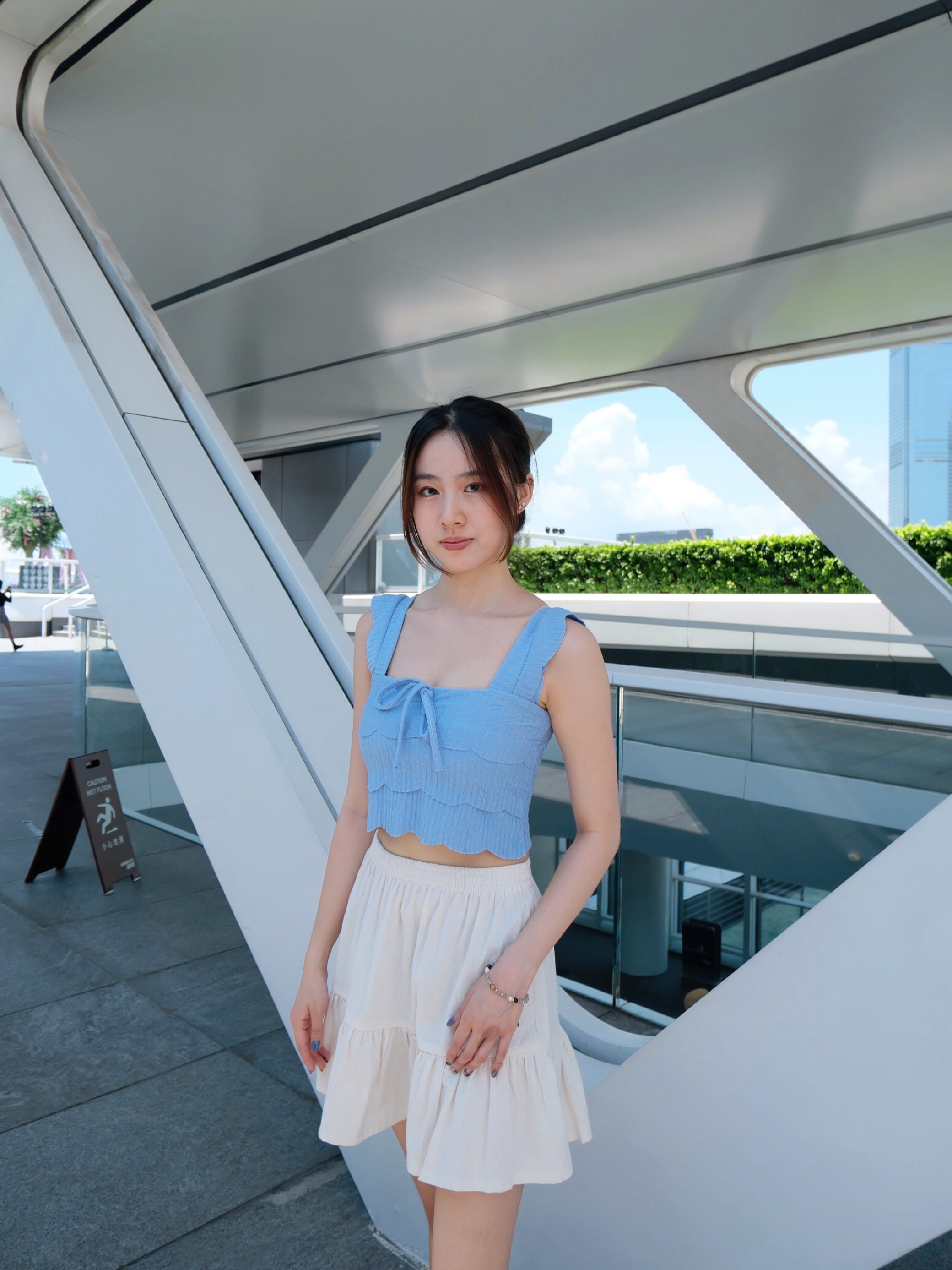 ♡︎TH - 棉麻下擺高腰短裙 