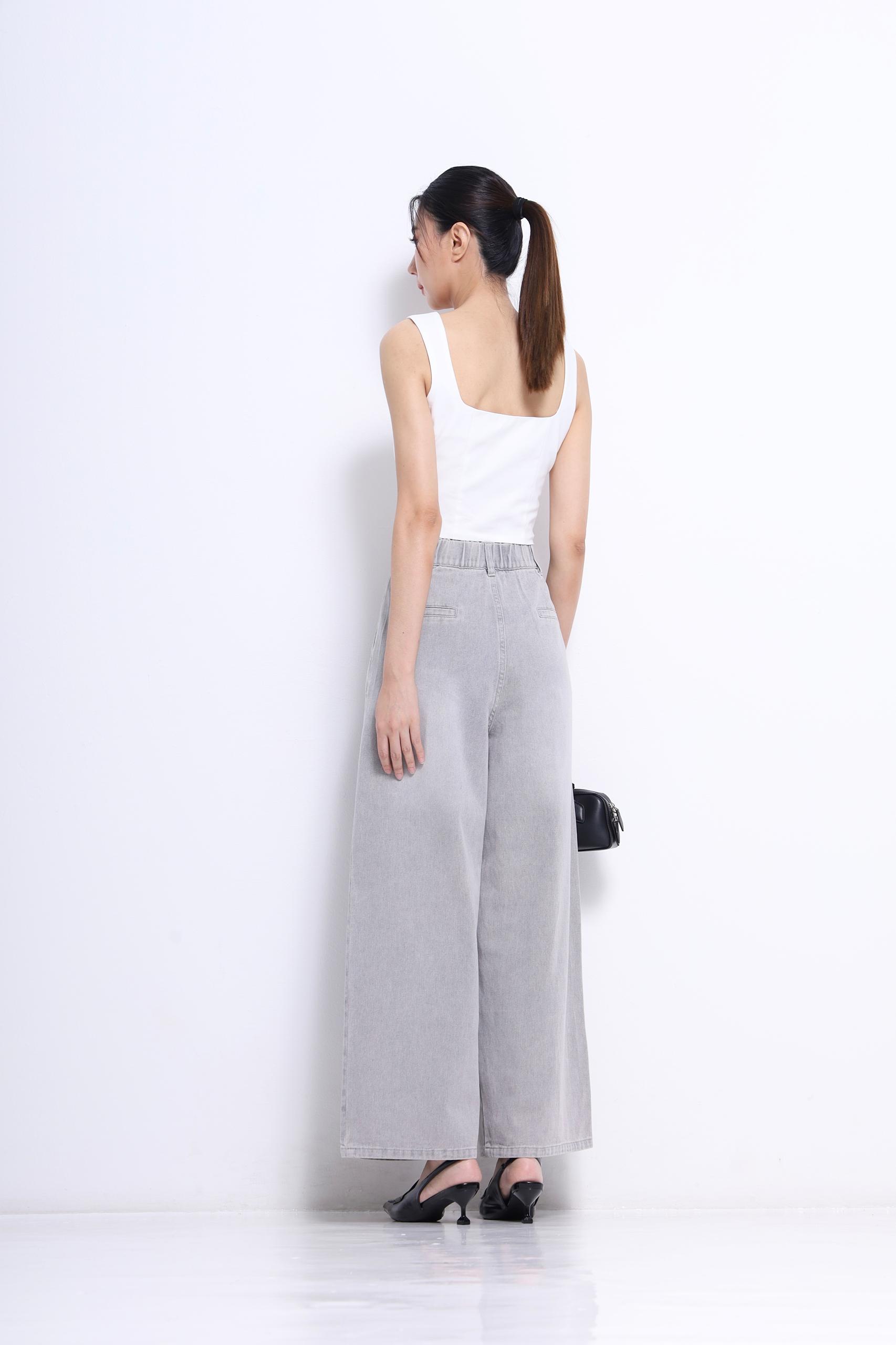 CP1659 WIDE LEG BAGGY WORD PATCH LONG JEAN