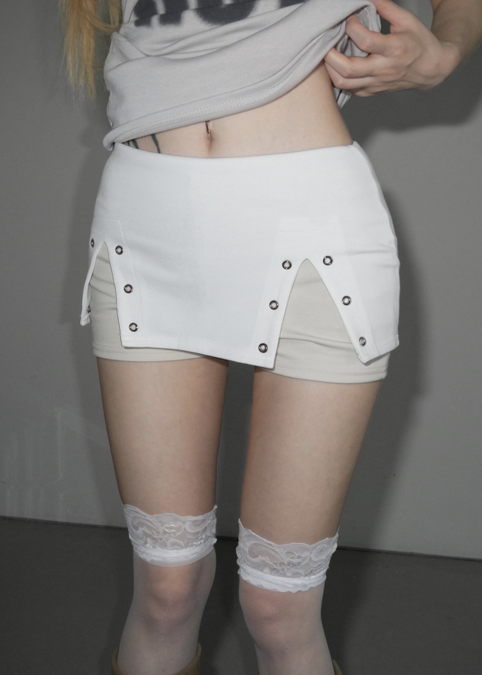 Grommet Layered Mini Skort