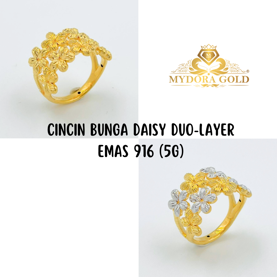MYDORA Cincin Bunga Daisy Duo-Layer (5G) l EMAS 916/22K