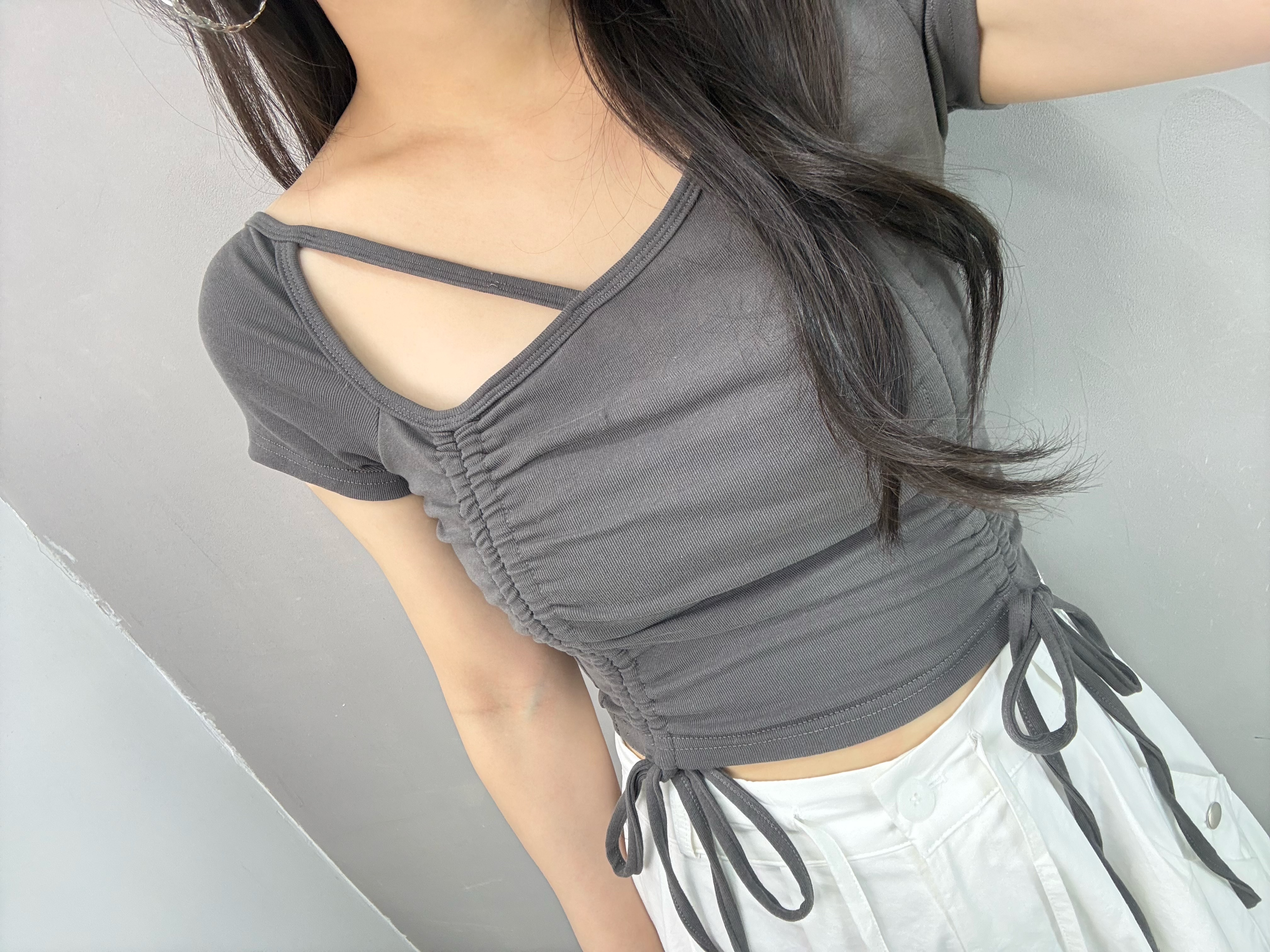 W60 設計感束繩Bra Top Tee