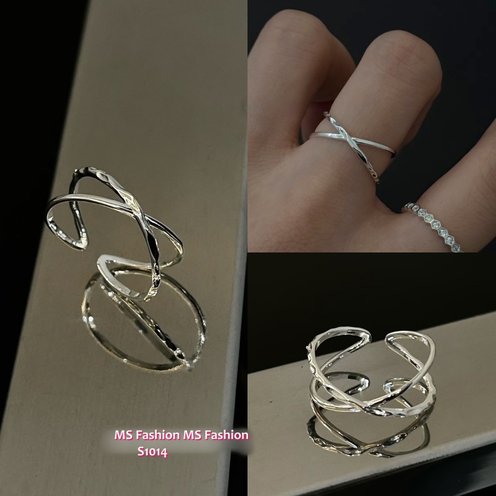 S1014 韓國🇰🇷S925純銀交叉鏤空戒指