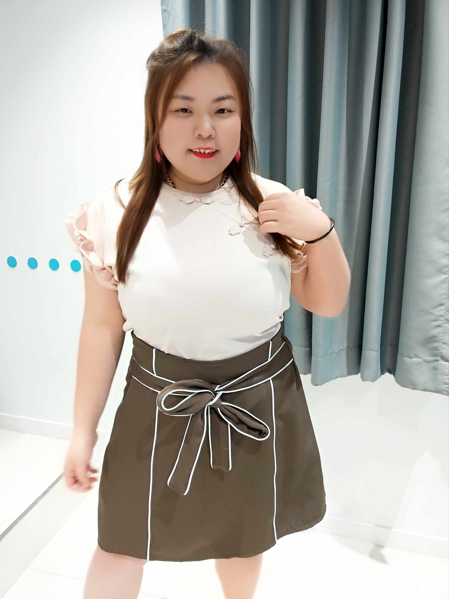 DSE11 绑带拼色边设计裤裙