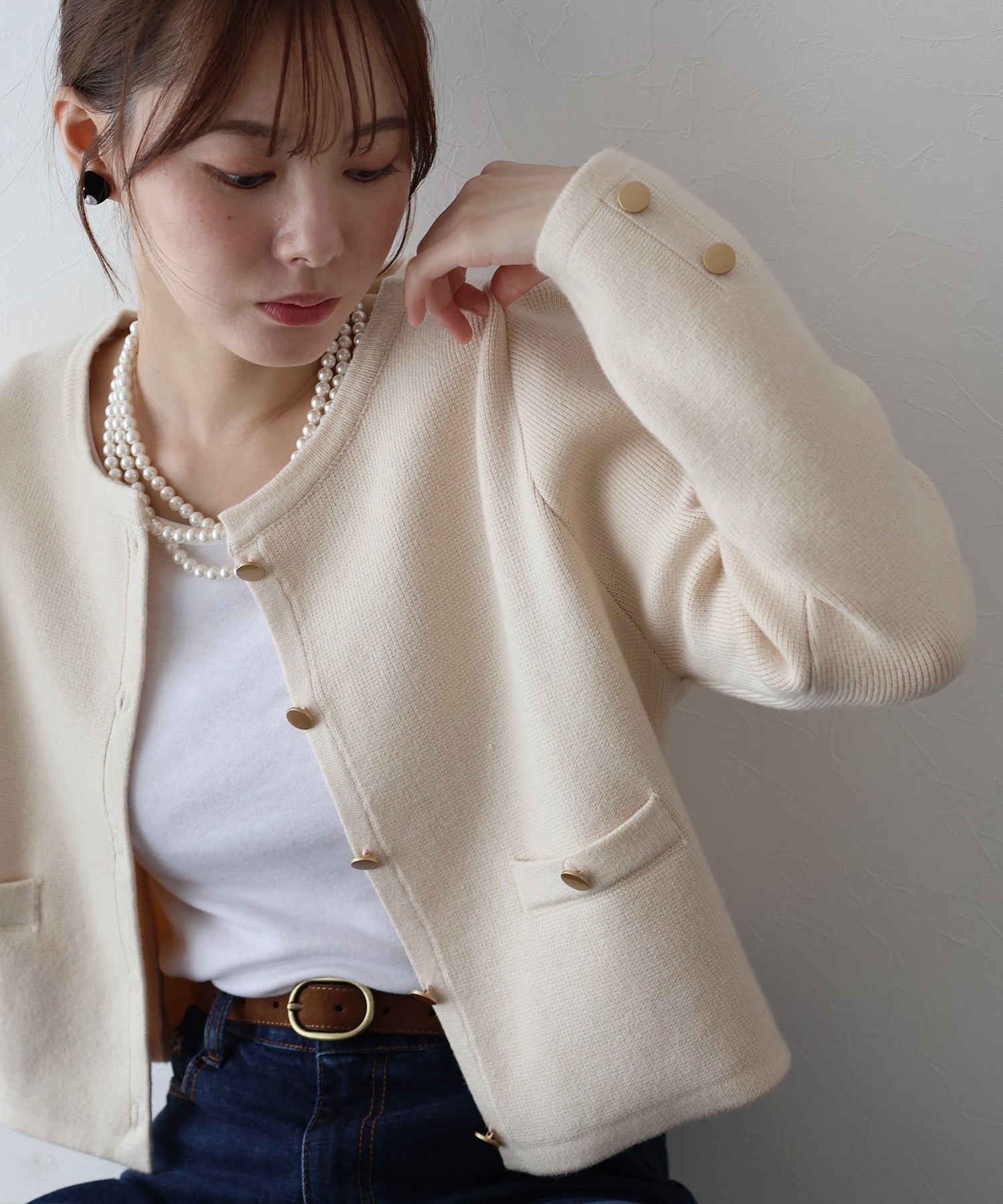 <JP> 輕奢風Gold Button Knit Jacket * 9色入 <預購>