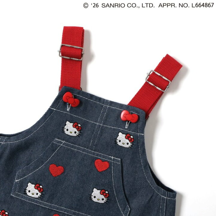 🇯🇵預訂 日本直送🇯🇵Apres les cours x Sanrio系列愛心人物刺繡袋鼠口袋牛仔吊帶裙