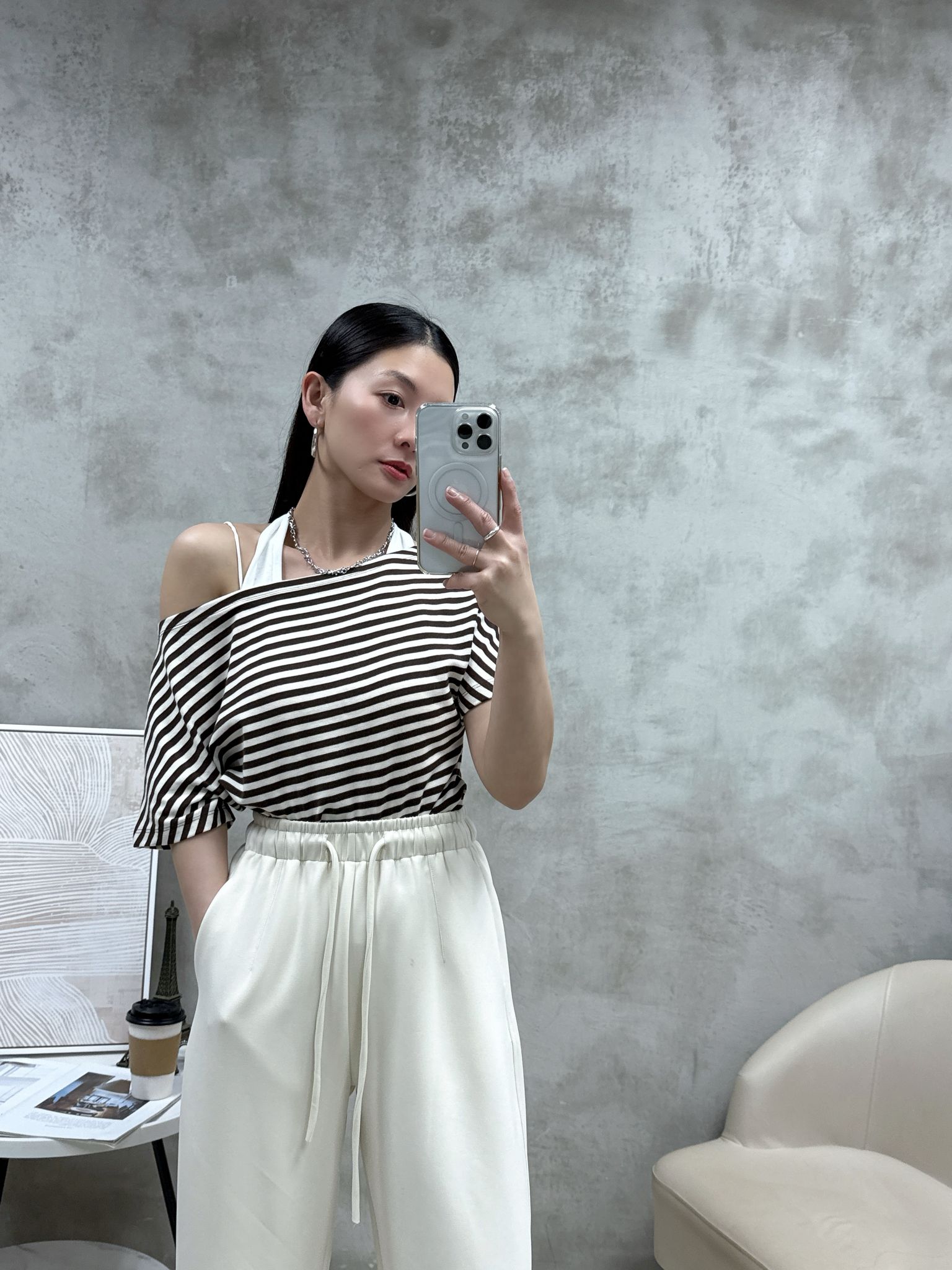 C08 假兩件橫間Top