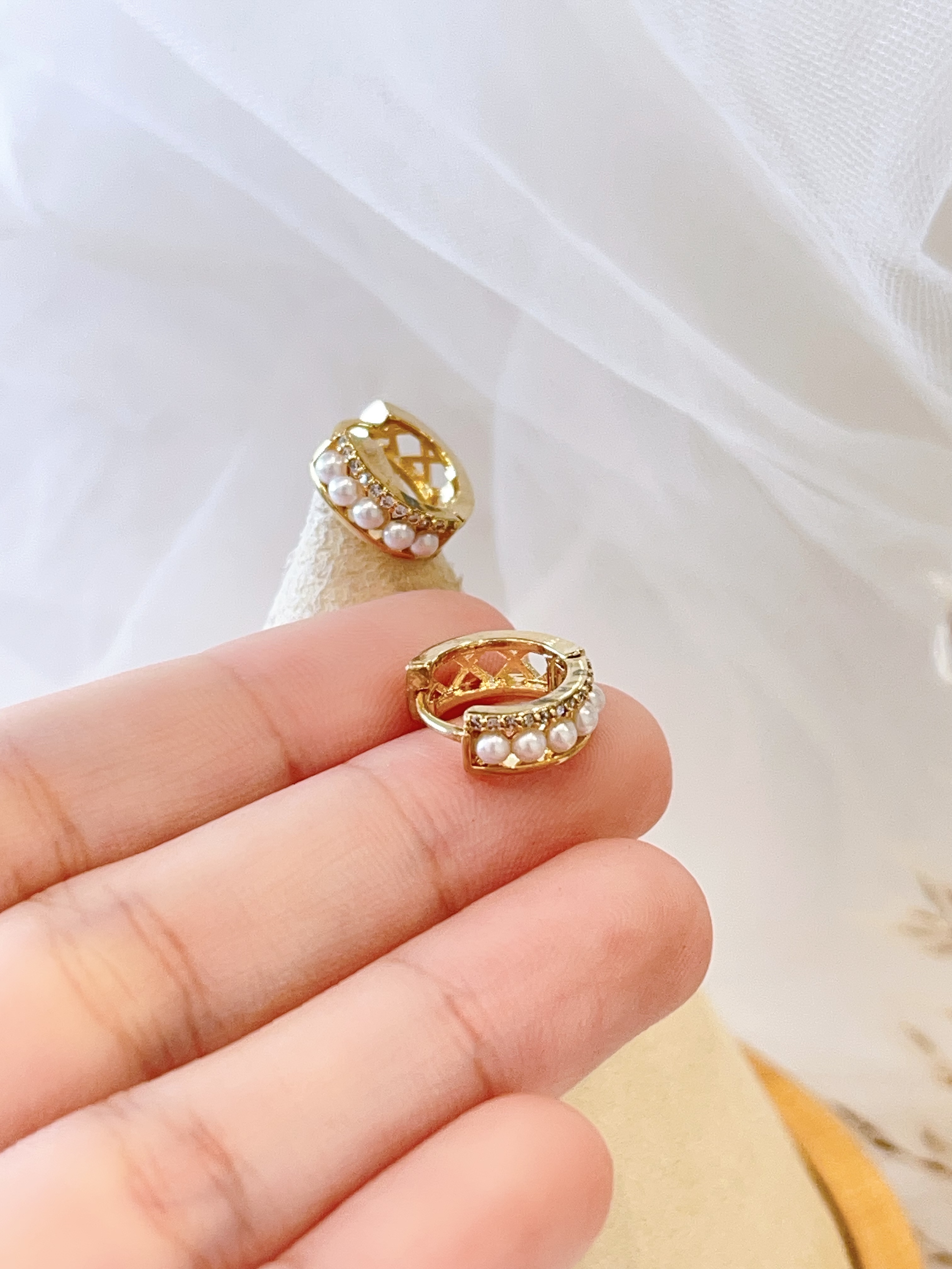 个性珍珠镶钻耳扣耳环