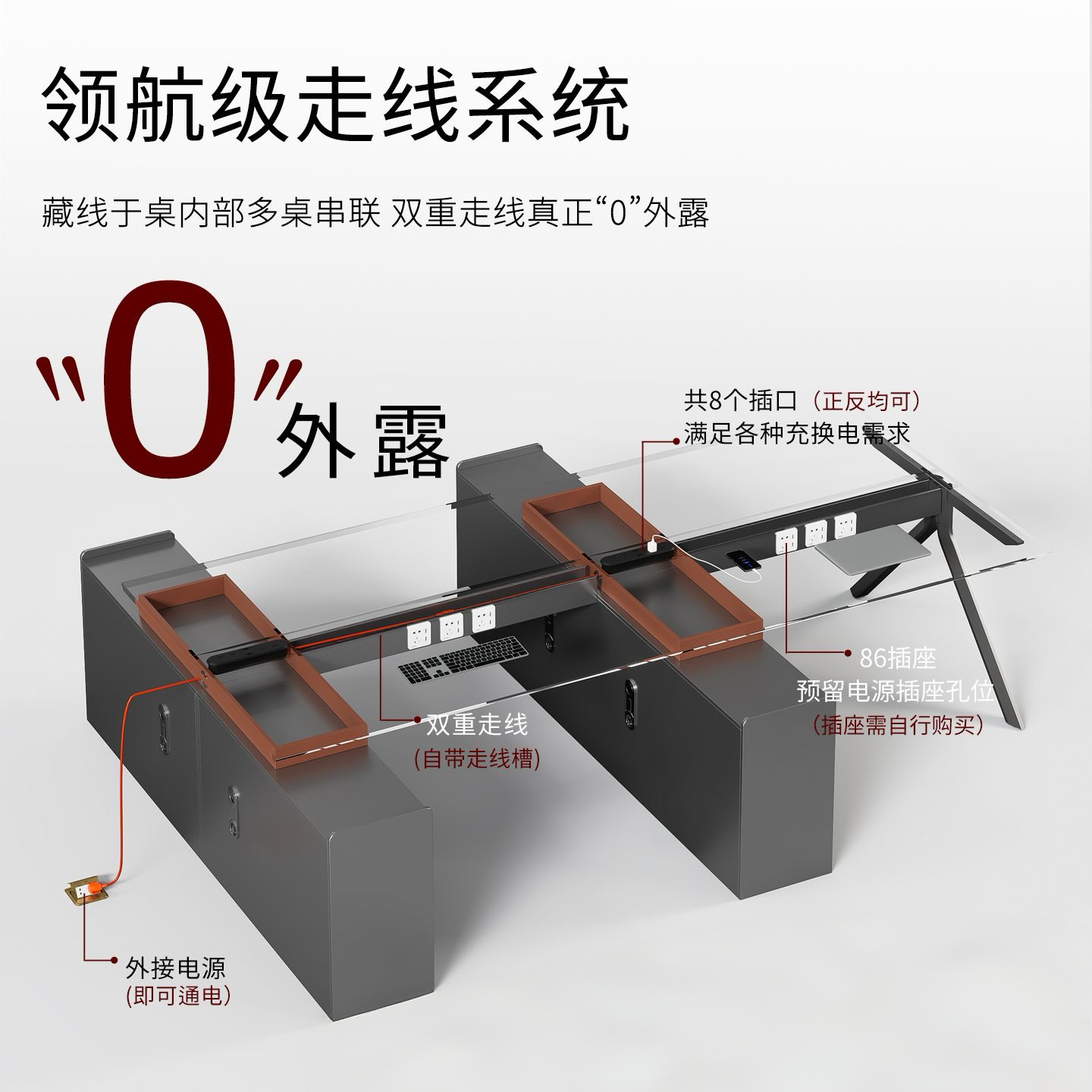 工位辦公桌椅組合簡約現代 2 人 T 型面對面職員桌財務電腦桌辦公傢俬Conference Table