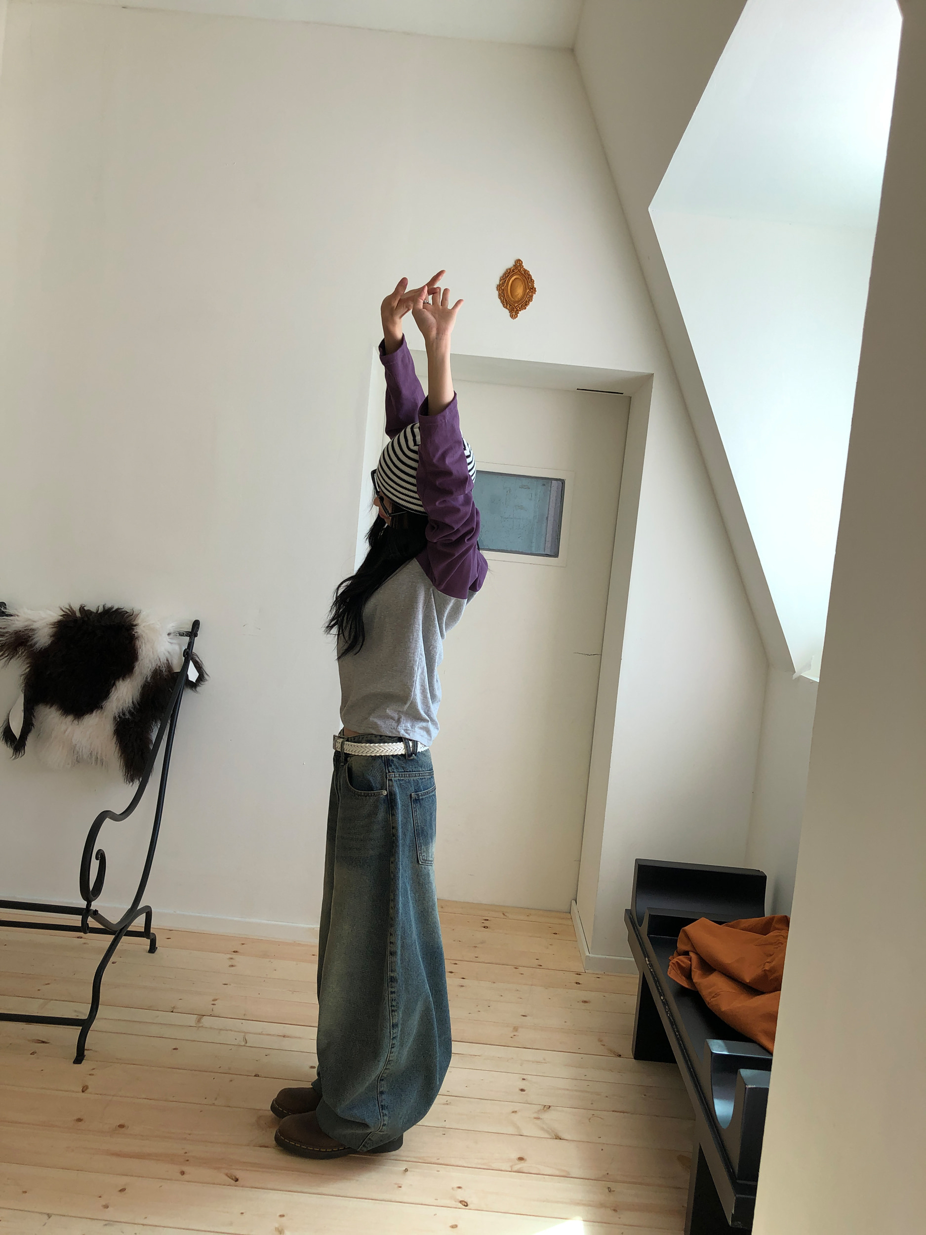 Washed Denim Balloon Pants