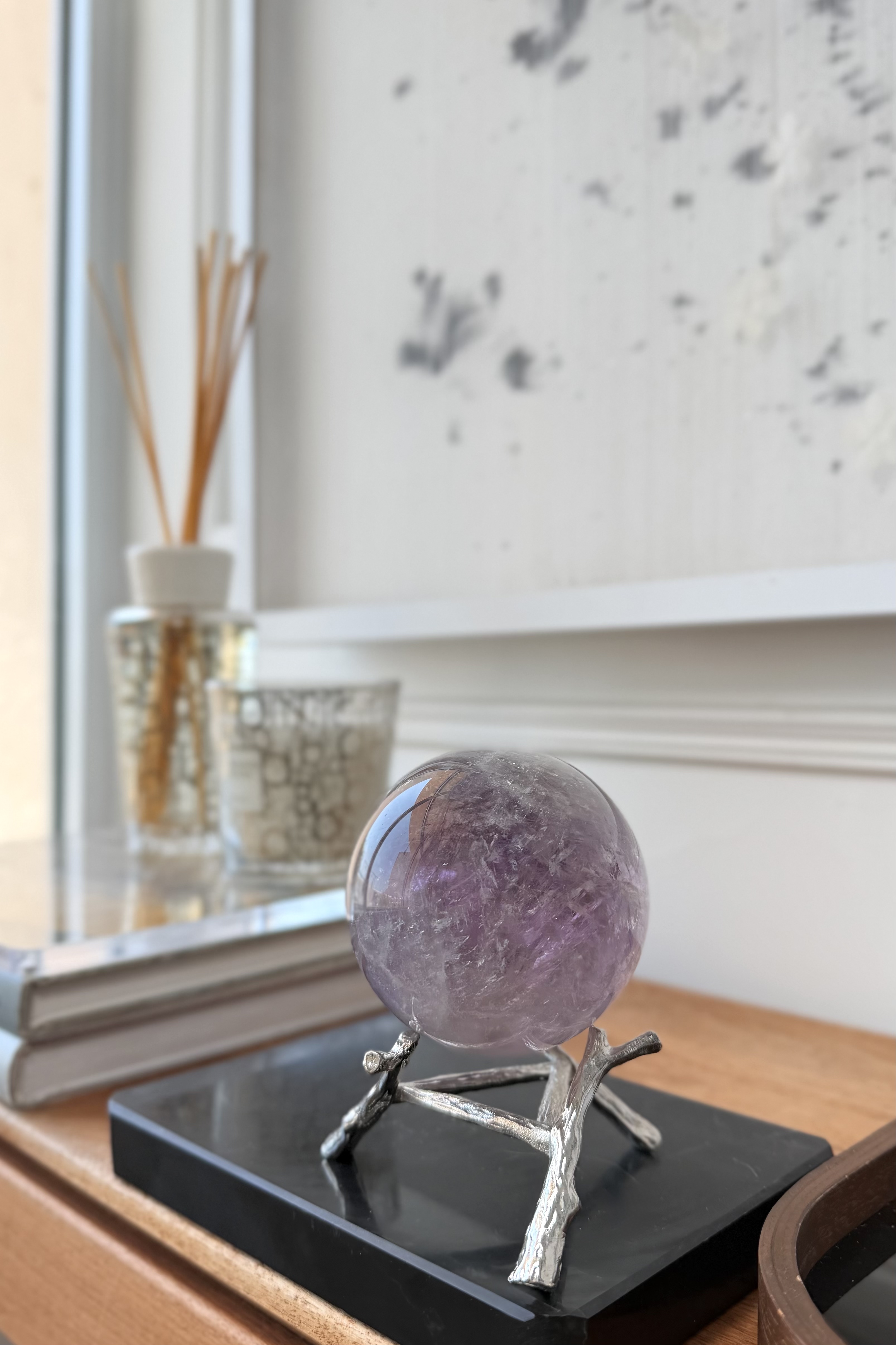 ༒ 7.4cm千層紋紫白雙色水晶球༒ AM.a081C19G5ss-RA26*7SA