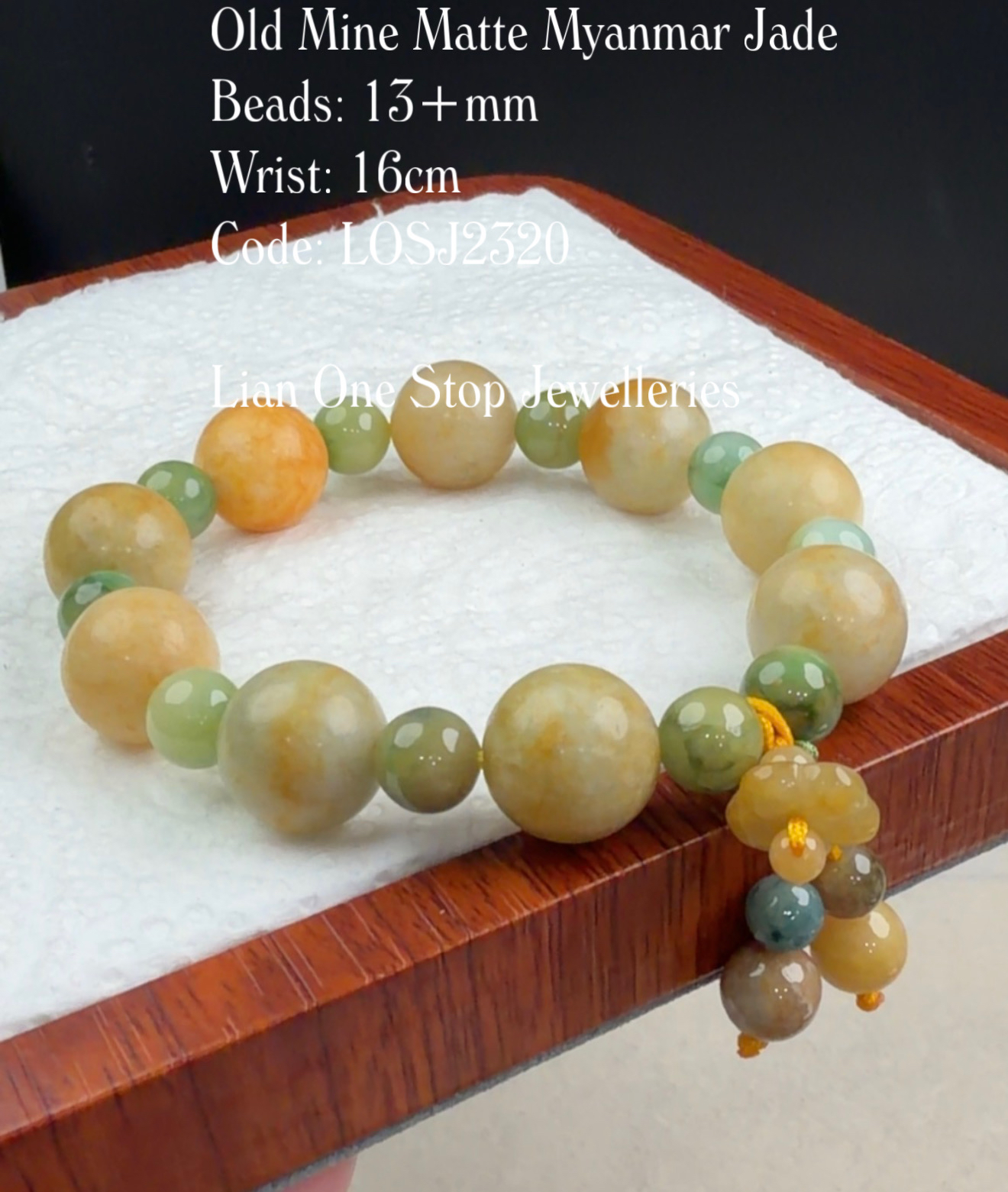 Code: LOSJ2320 Old Mine Matte Myanmar Jade 13+mm 