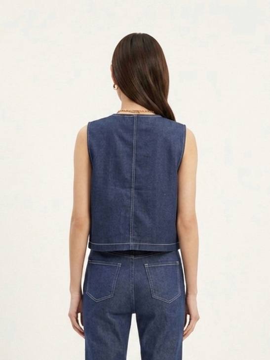 W2695 - Denim Sleeveless Top