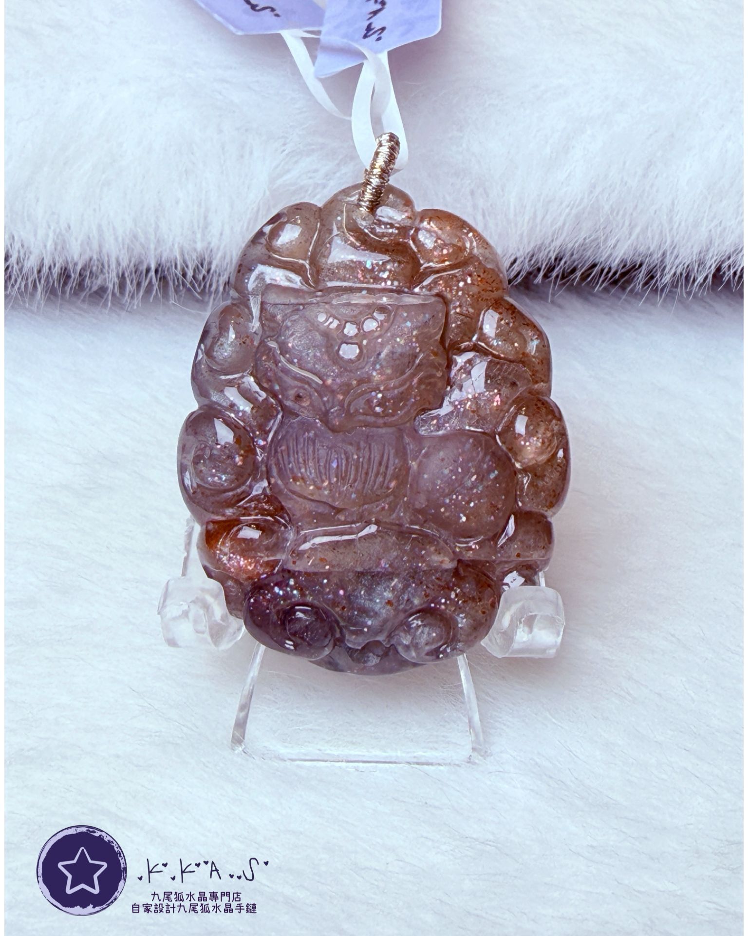 K00174 特價黑金骨幹 公主狐 - 吊墜/手牌兩用款