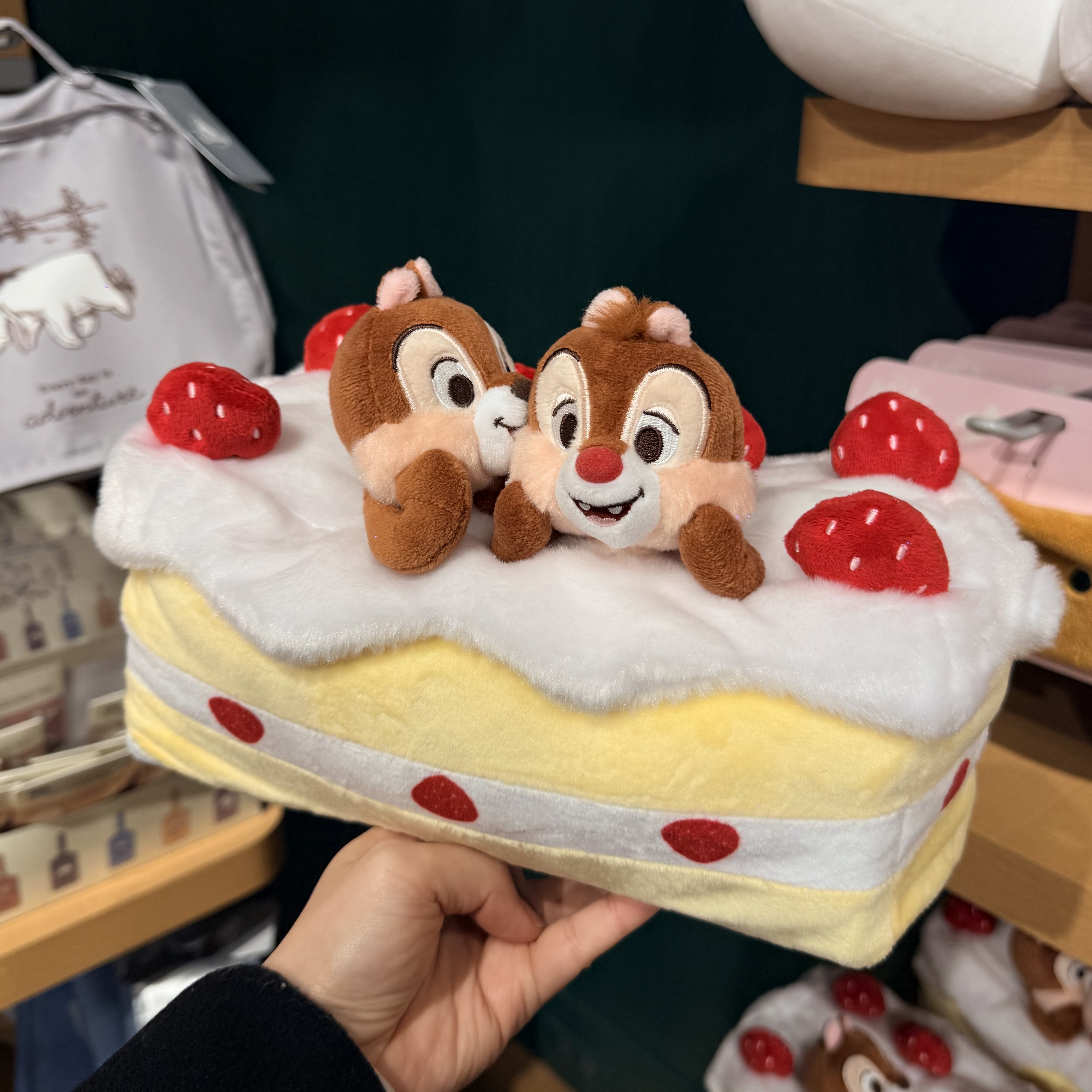 DISNEY Chip & Dale Tissue Box Cover Strawberry Cake 