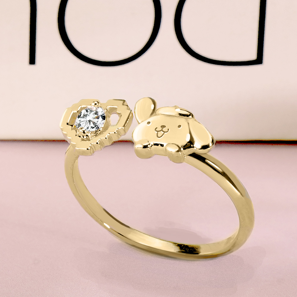 📦訂購 台灣限定 三麗鷗 SanrioＸSTORY 故事銀飾 30週年系列 Pom Pom Purin 布丁狗像素雷刻晶鑽純銀戒指