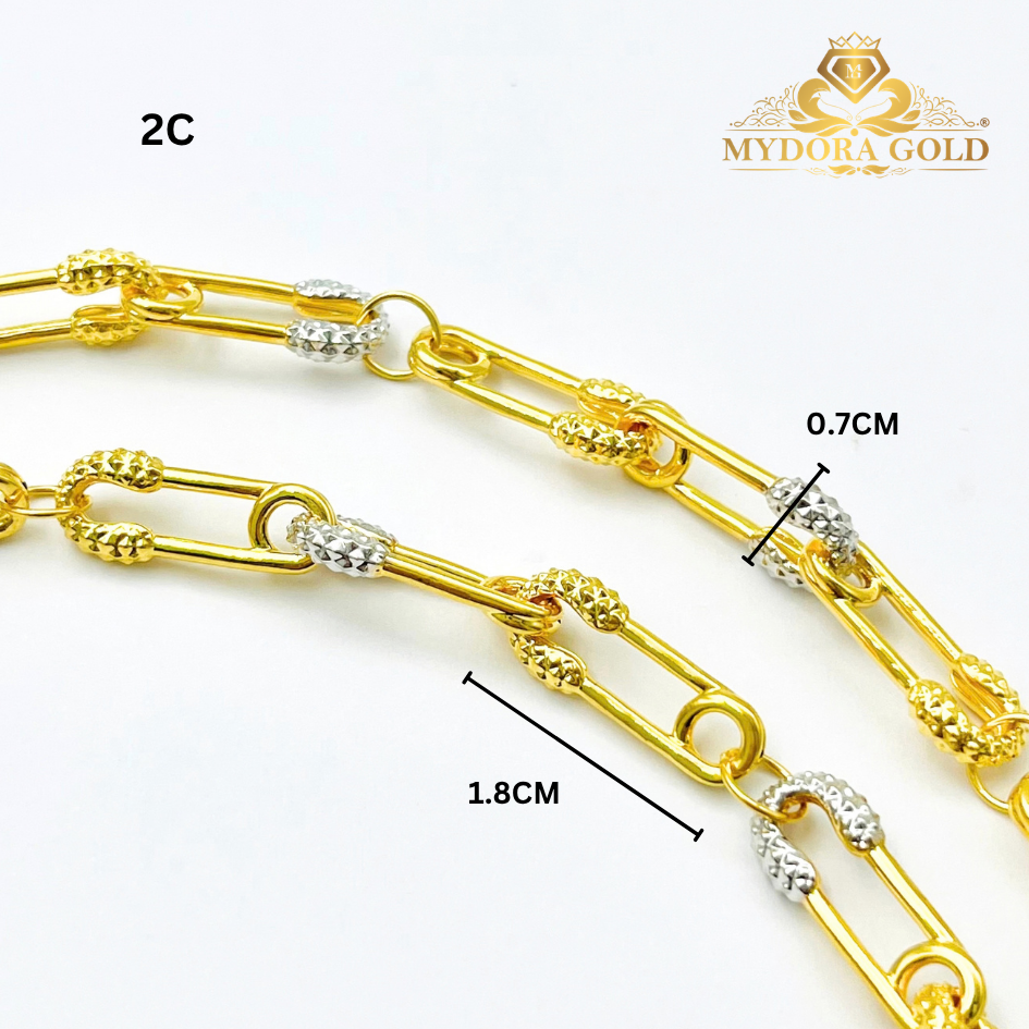 MYDORA Rantai Tangan Fesyen Safety Pin Link l EMAS 916/22K