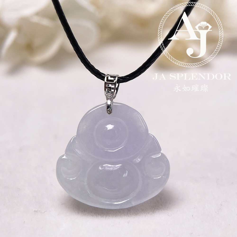 JNK-799 天然翡翠A玉 冰種春彩佛公18K金吊墜